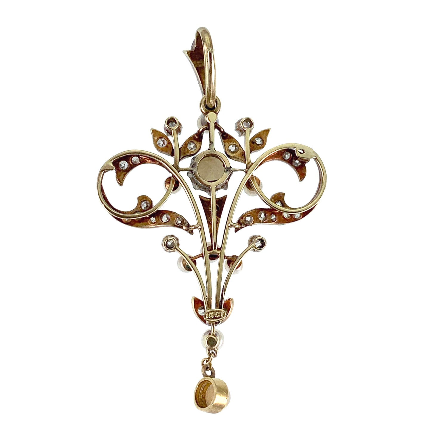 Antique Art Nouveau 18K & Pearl Pendant