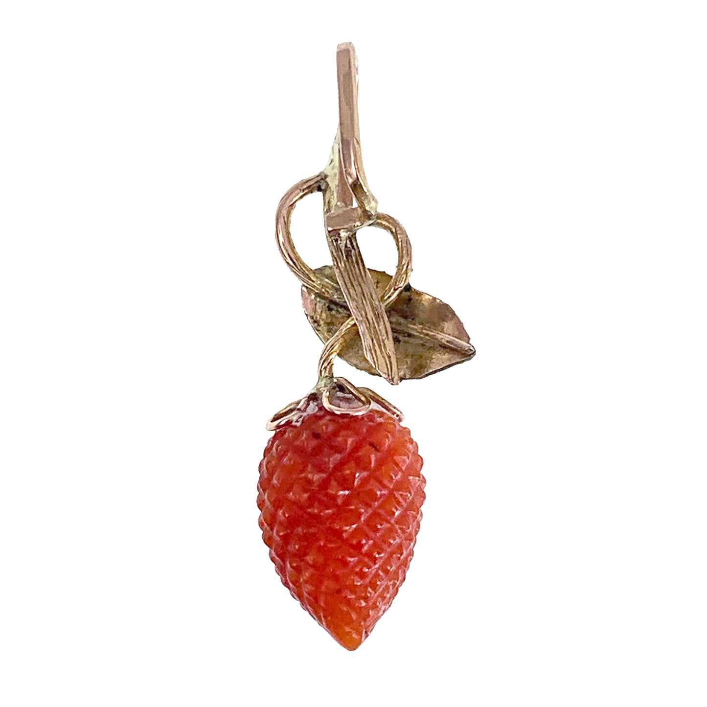 SOLD Antique French 18K, Coral & Enamel Berry Charm/Pendant
