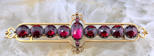 Sold Antique French 18K & Perpignan Garnet Brooch