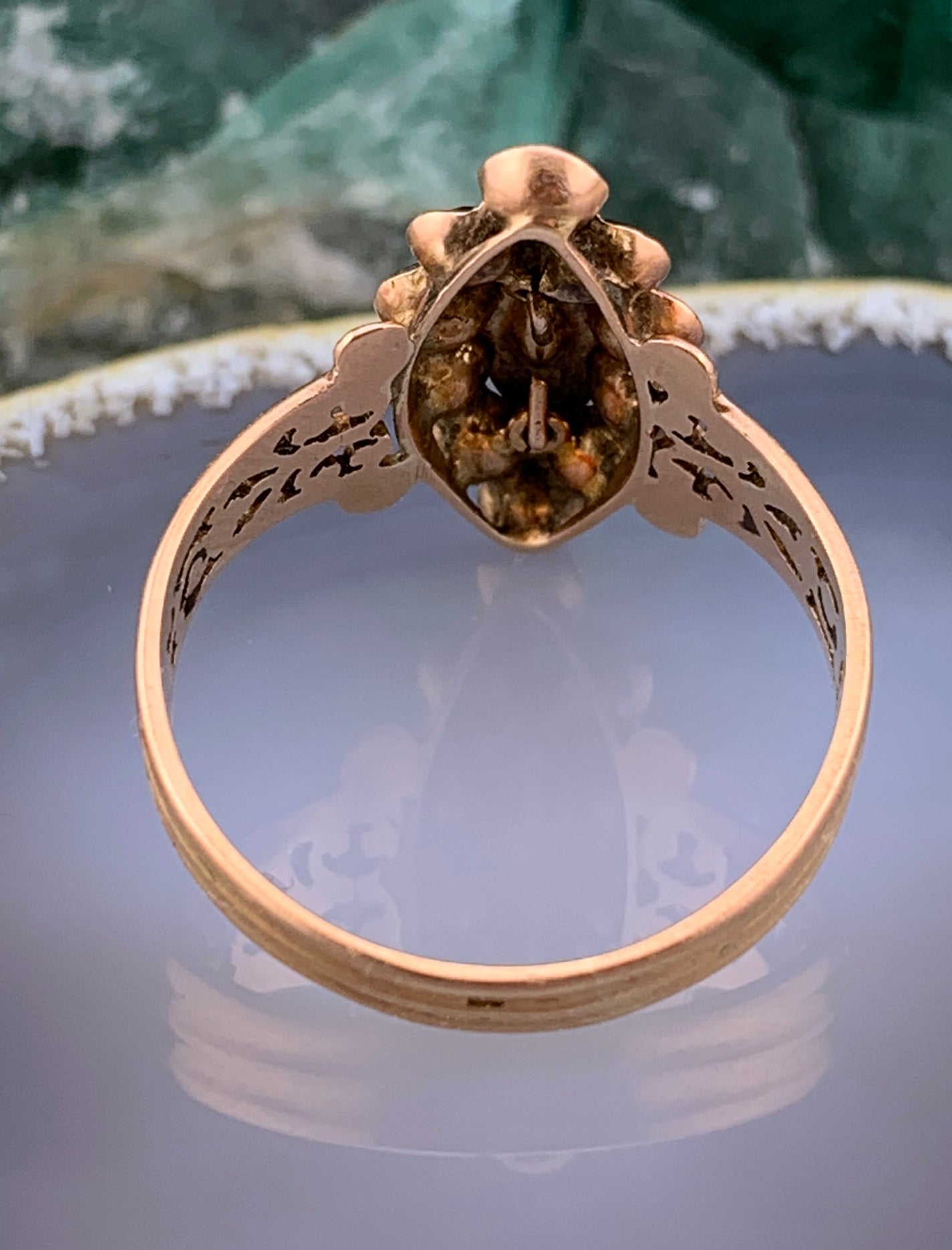 Antique French 18K & Perpignan Garnet Ring