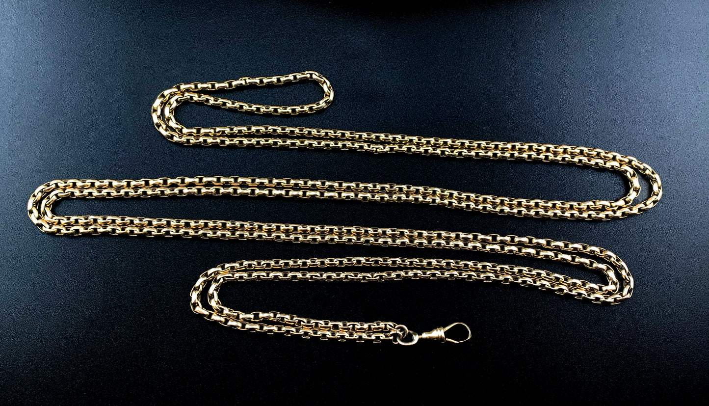 Antique English 9K Rolo Longarde Chain circa 1890-1915