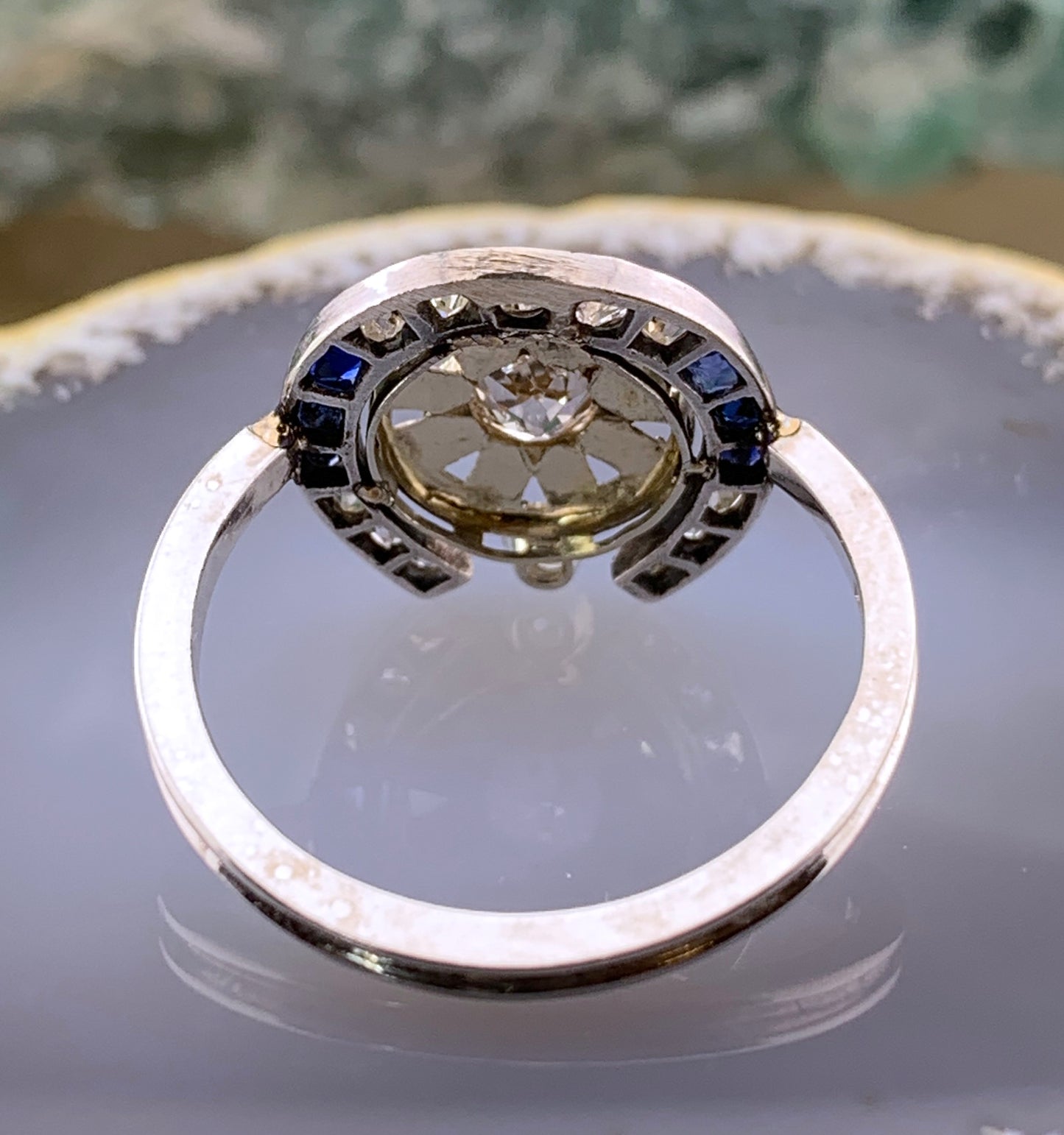 Antique Art Deco 14K, 10K, Diamond & Sapphire Conversion Ring