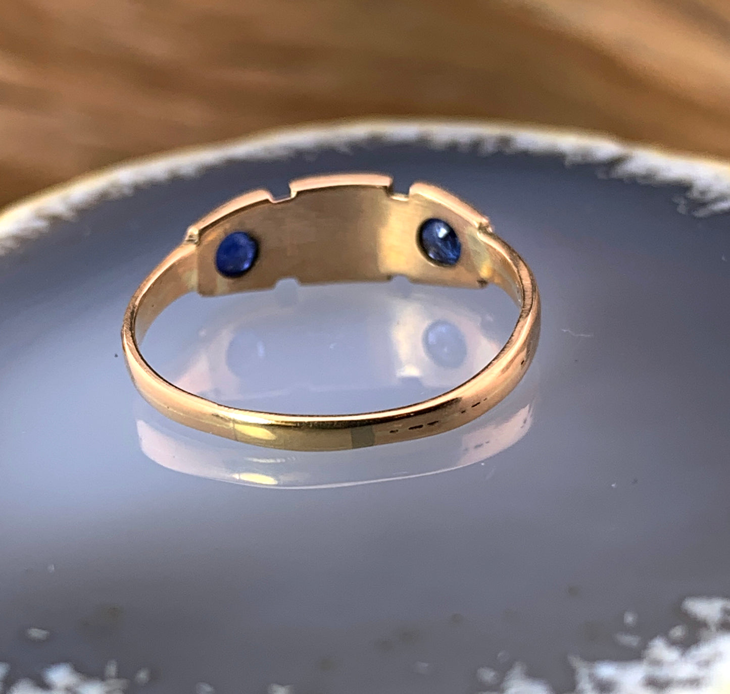 Antique 15K, Sapphire & Seed Pearl Ring