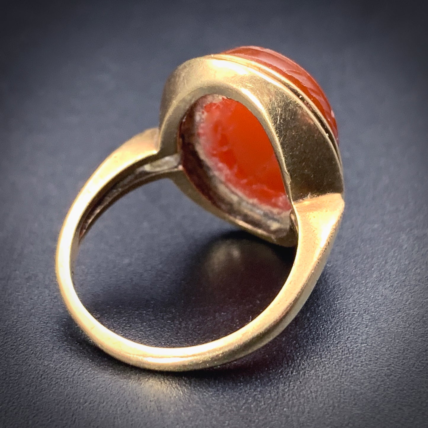 Antique 10K & Carved Carnelian Scarab Ring
