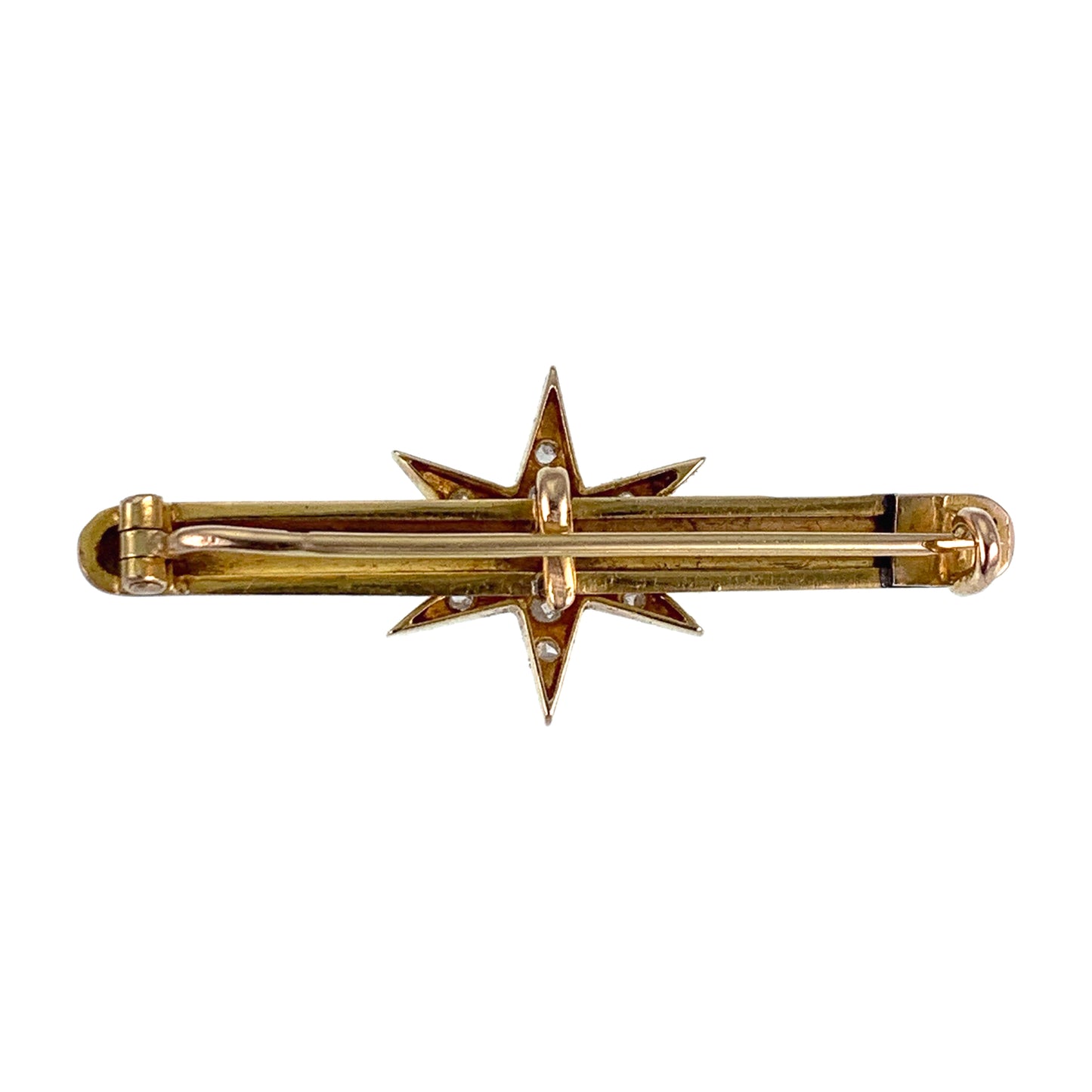 SOLD Antique French Napoleon III 18K & Diamond Star Bar Pin/Brooch