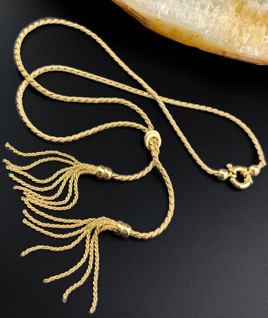 SOLD Estate Italian 14K Gold Tassel Chain Necklace