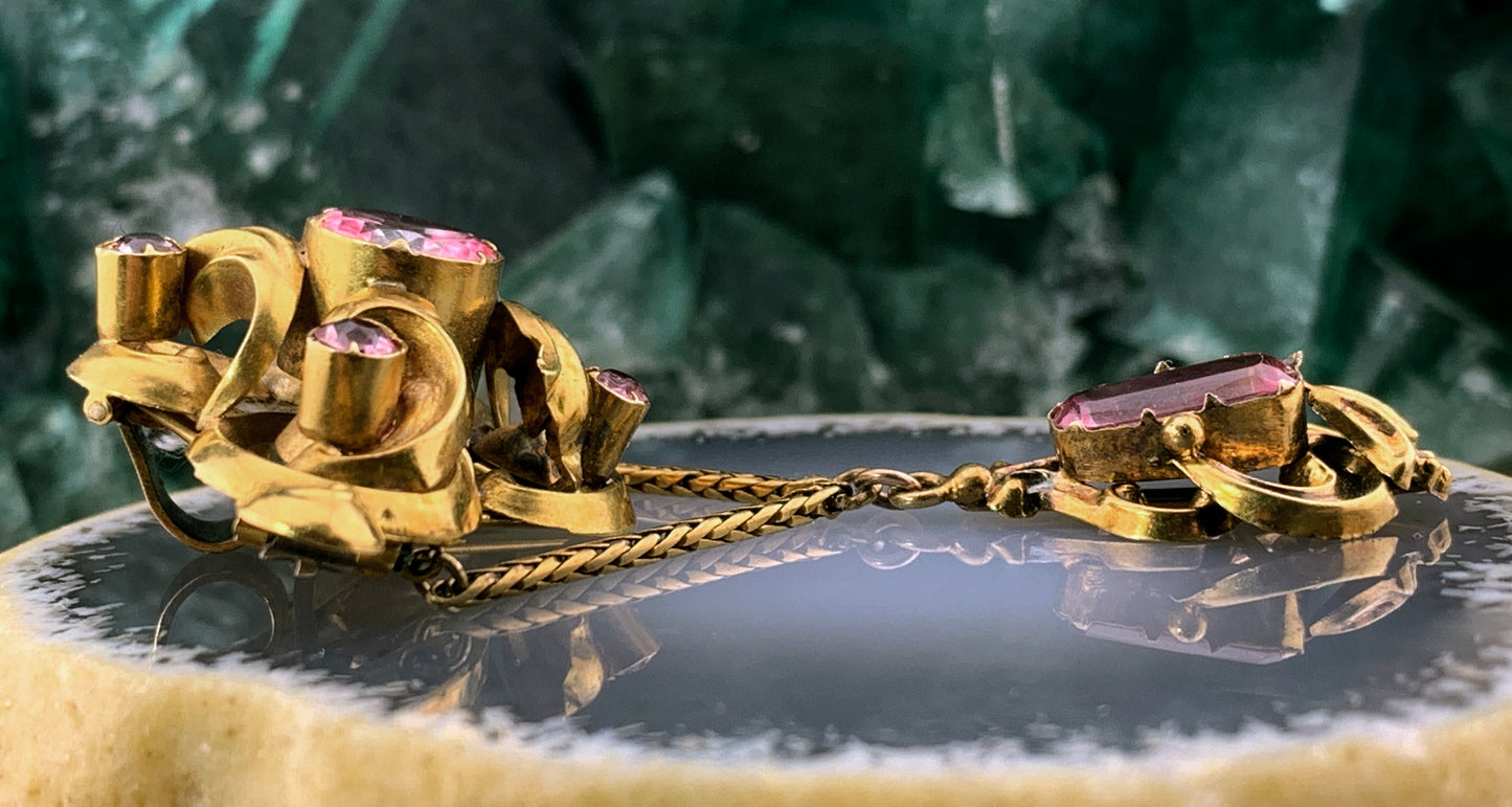SOLD Antique Georgian 15-16K & Imperial Pink Topaz & Pink Tourmaline Brooch/Pendant
