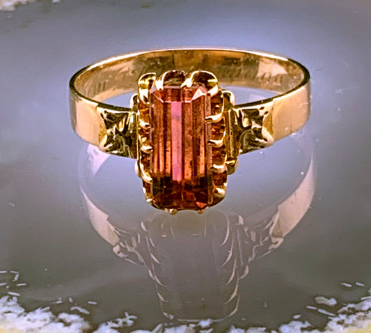 Antique 9K & Tourmaline Ring
