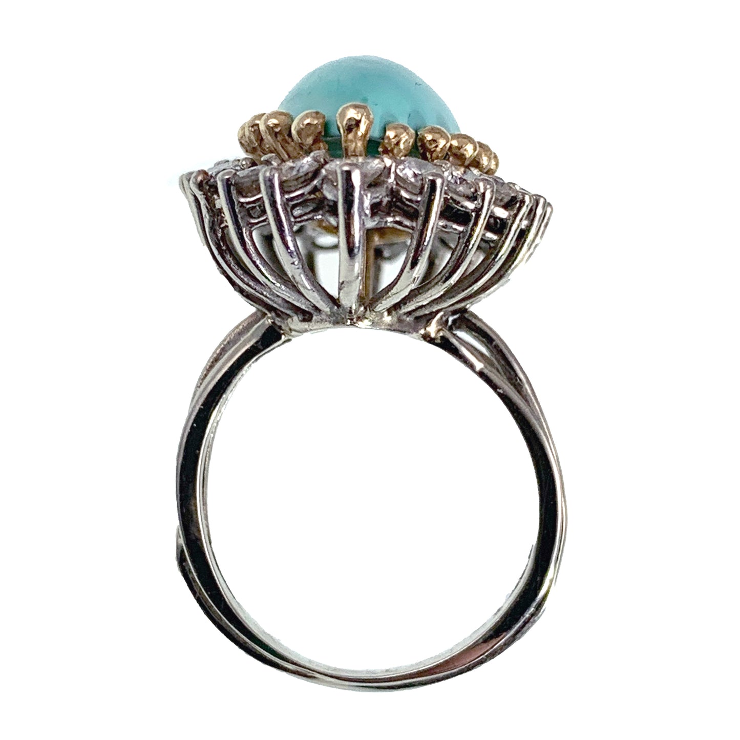 Sold Vintage 14K, Diamond & Turquoise Cocktail Ring