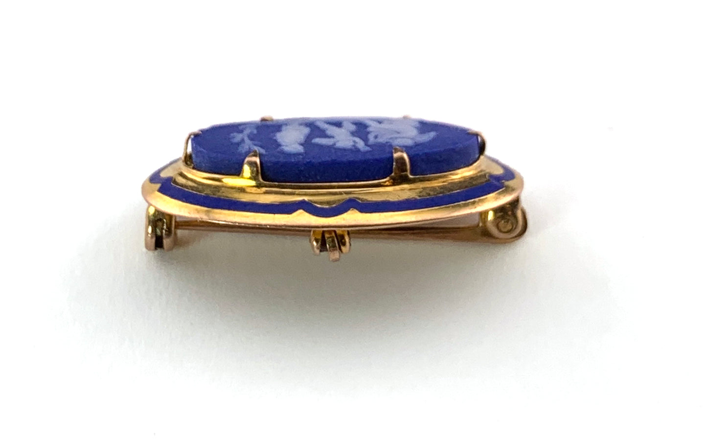 Antique 10K Wedgwood Jasper Ware & Enamel Brooch/Pendant