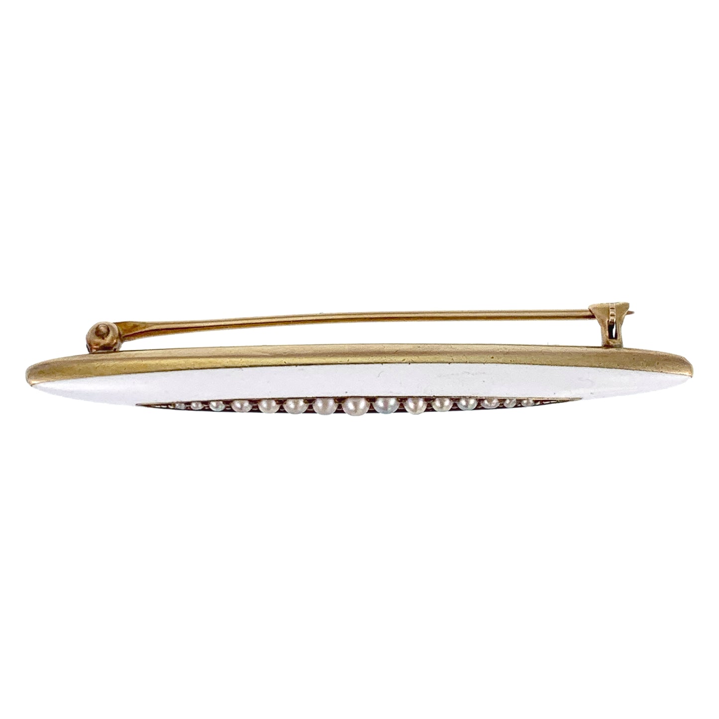 Antique 14K, Seed Pearl & Enamel Brooch