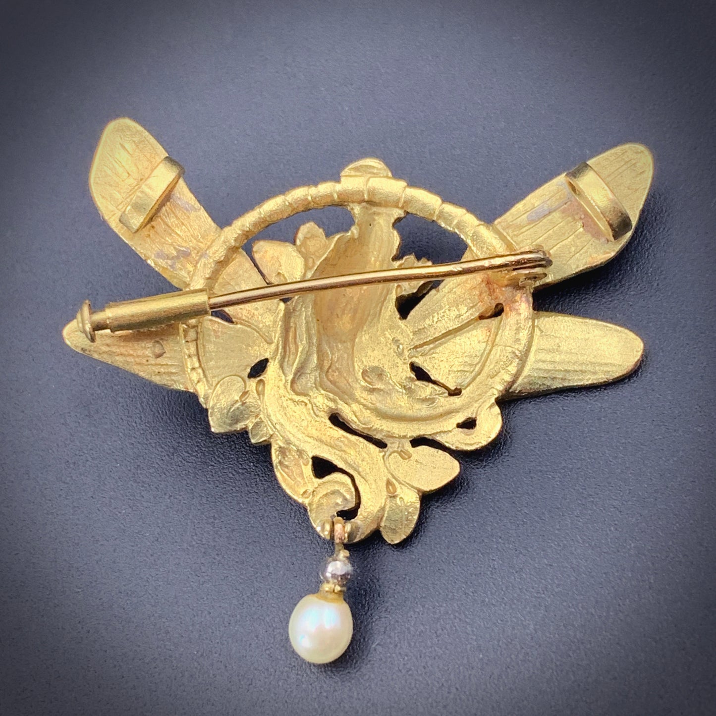 SOLD Antique Art Nouveau 18K, Diamond & Pearl Fairy Brooch/Pendant