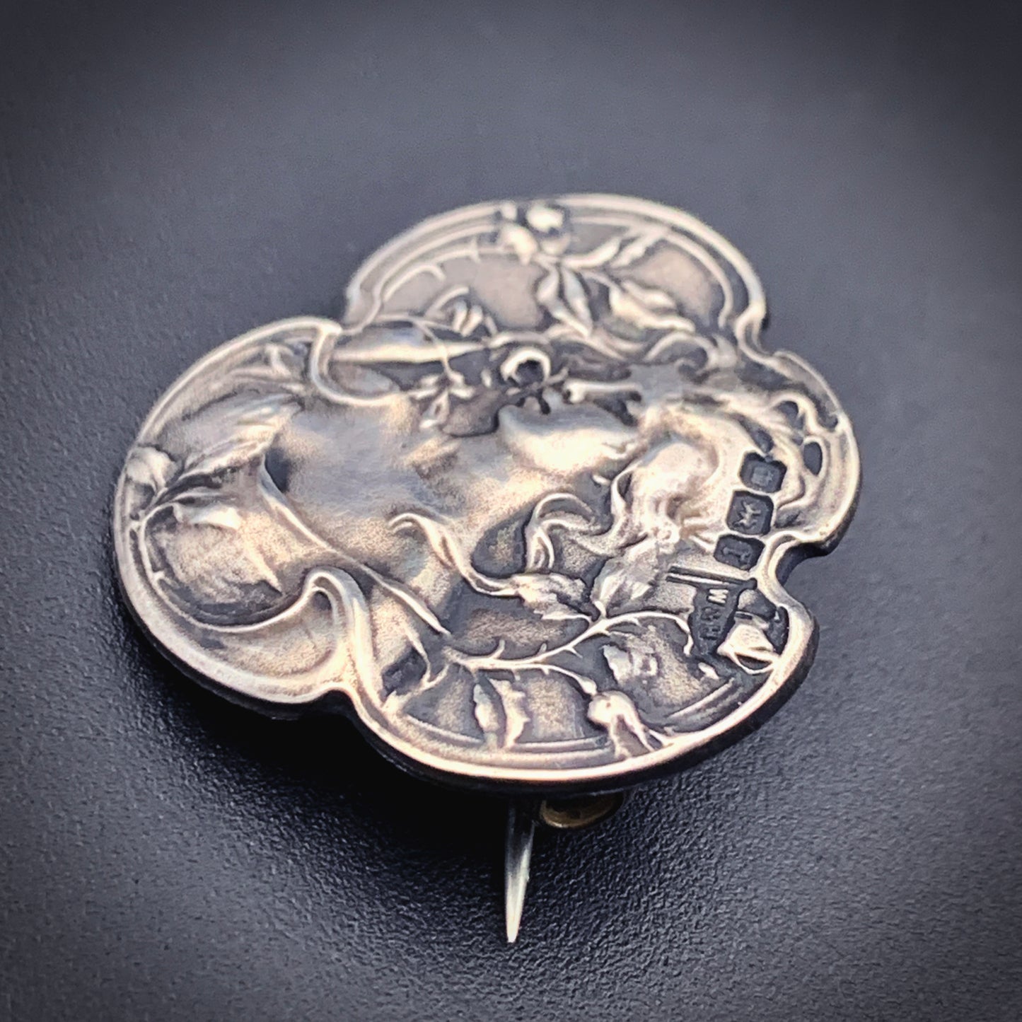 SOLD Antique Art Nouveau Silver Lady Brooch