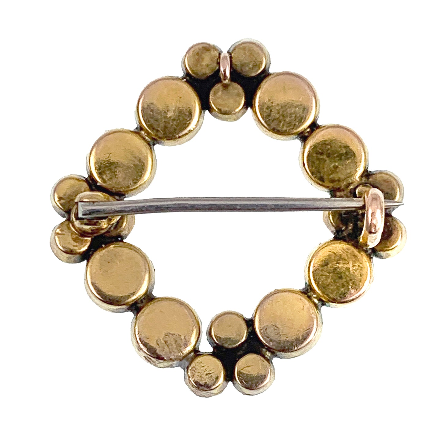 Antique Regency Era 10-12K Garnet & Pearl Wreath Brooch