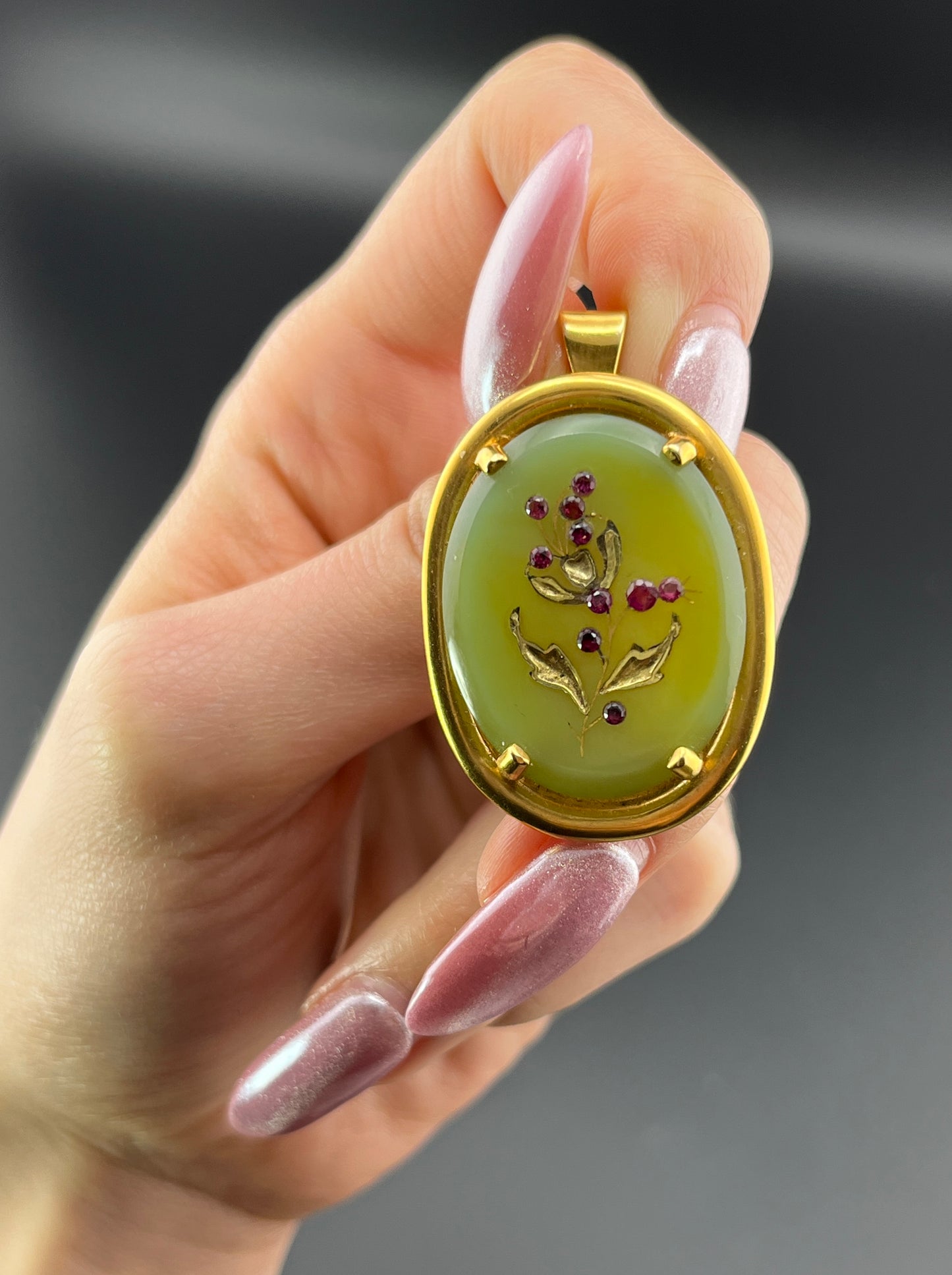 Antique 14K, Agate & Topaz Brooch/Pendant
