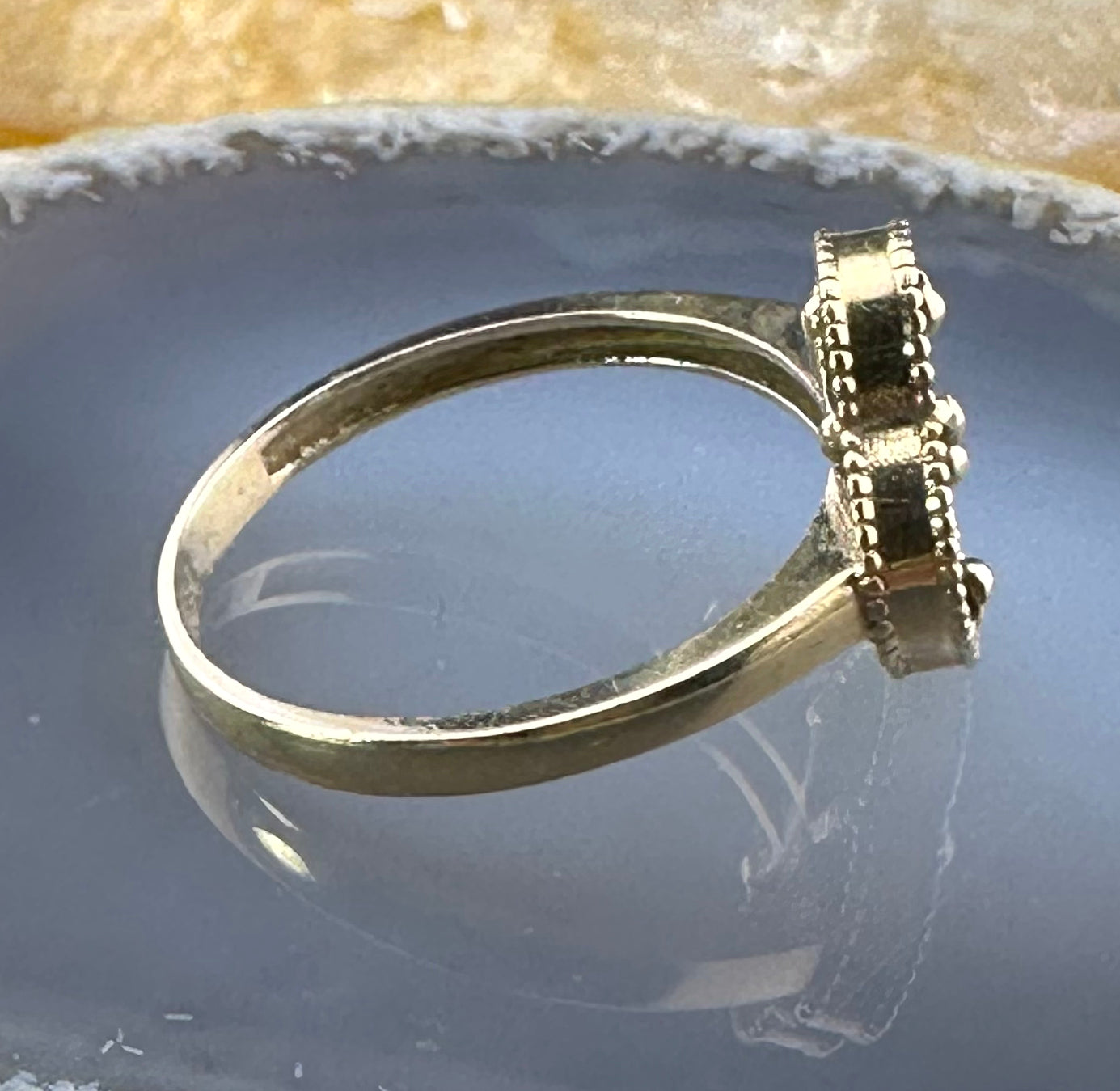 Vintage 14K, Diamond & Malachite Quatrefoil Ring
