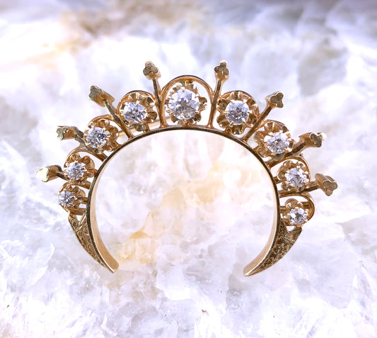 SOLD Antique 14K & Diamond Crescent Brooch