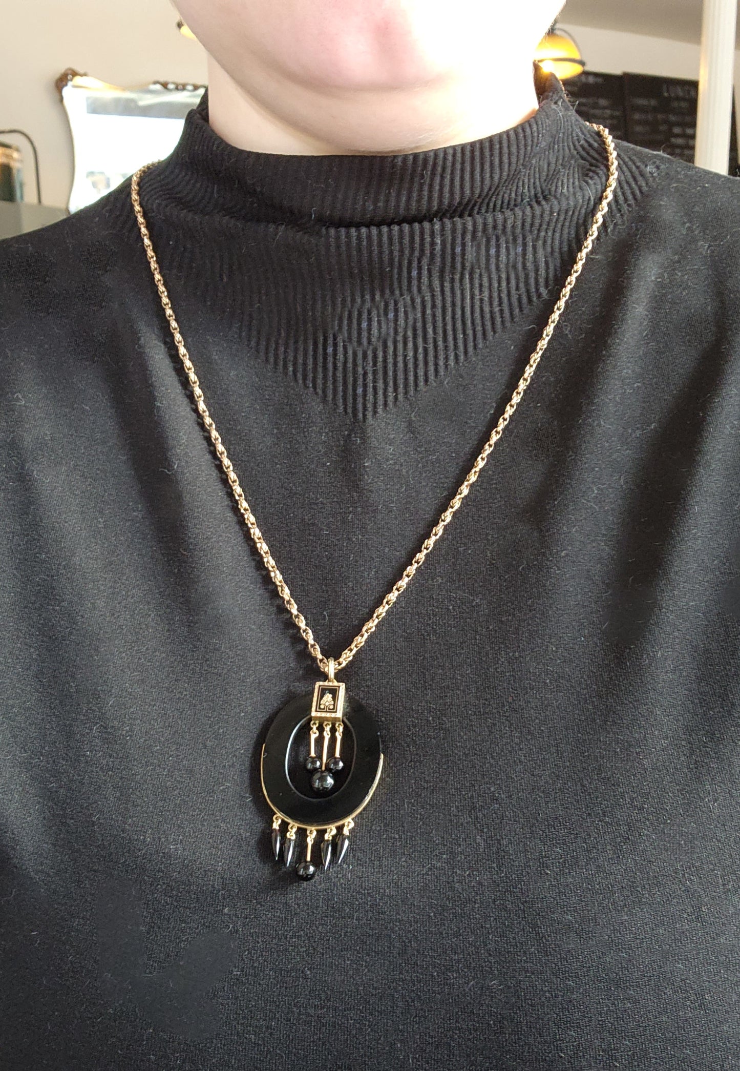 SOLD Antique Victorian 14K, Onyx & Enamel Mourning Pendant K