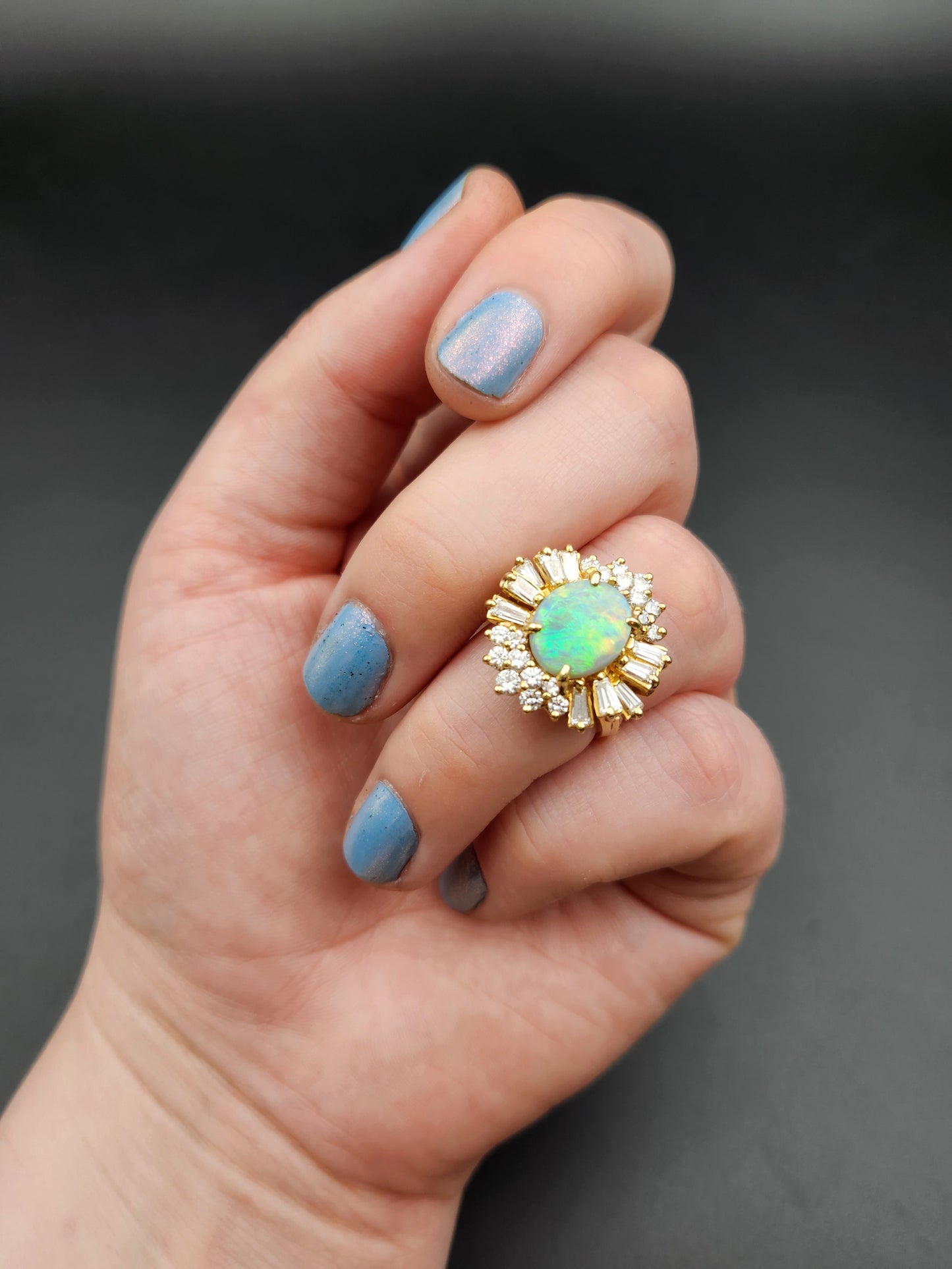 SOLD Stellar Estate 18K, Diamond & Opal Cocktail Ring