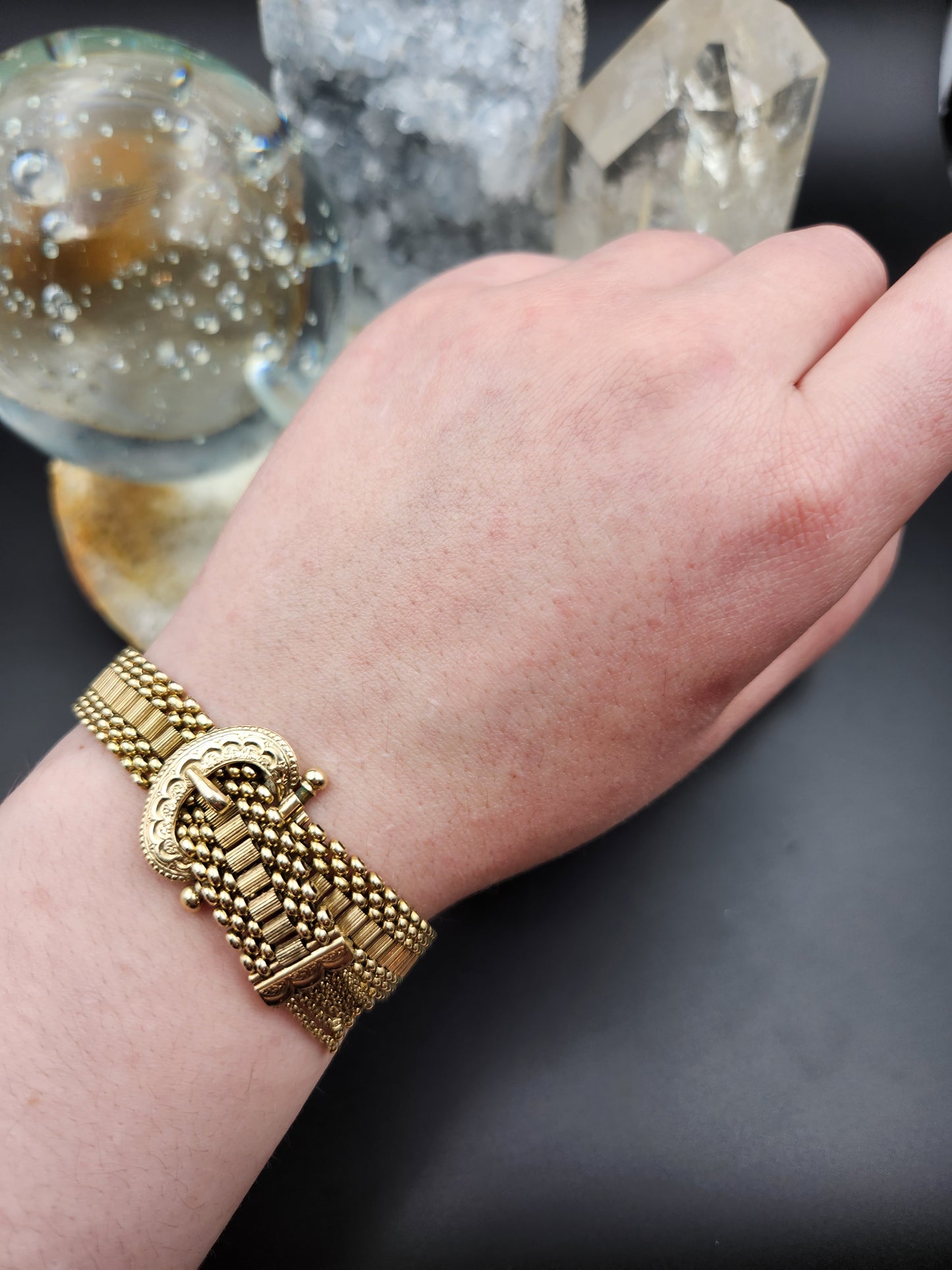 SOLD Antique 18K Gold Buckle Bracelet