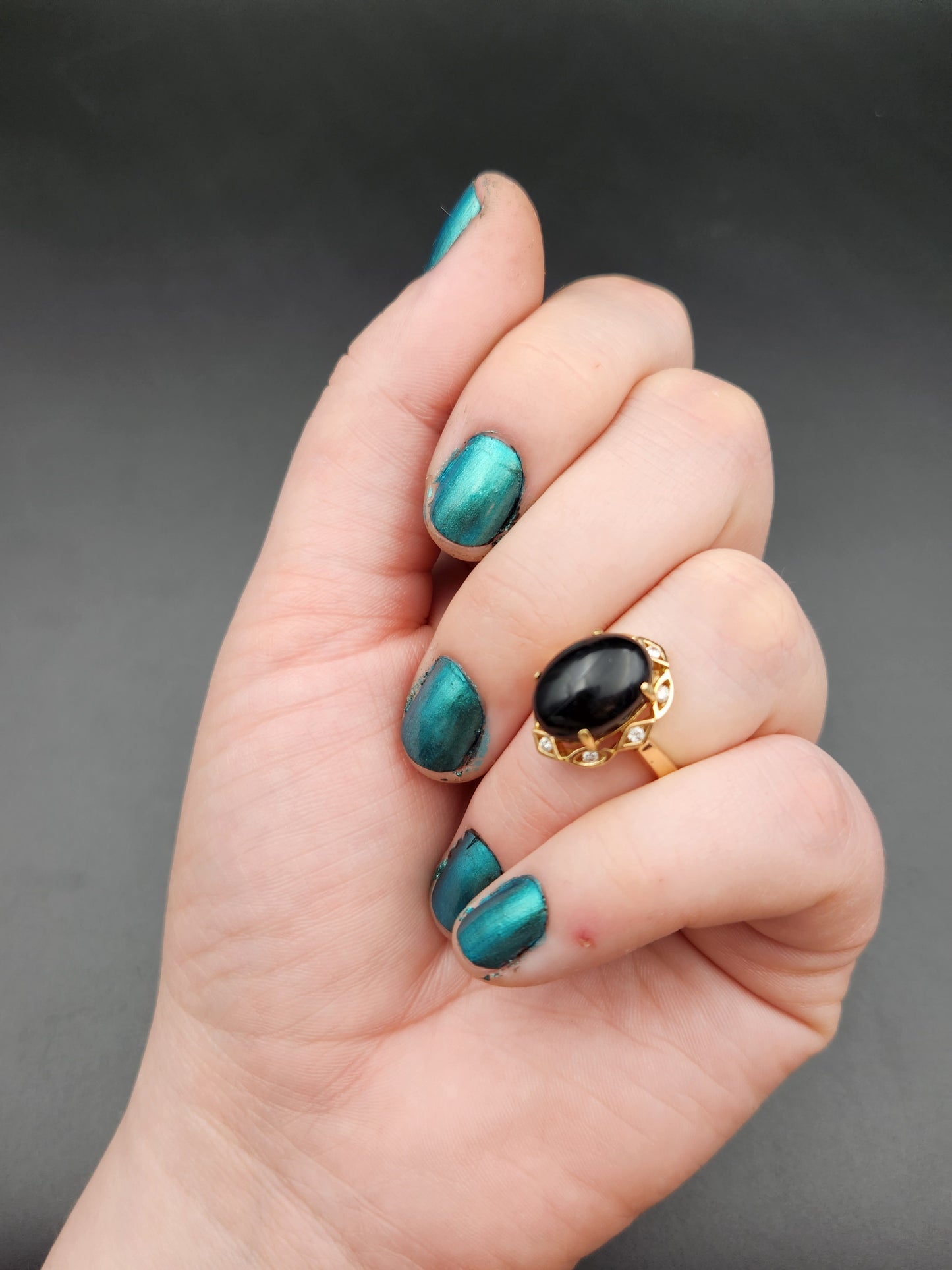 SOLD Estate 14K, Diamond & Onyx Ring K