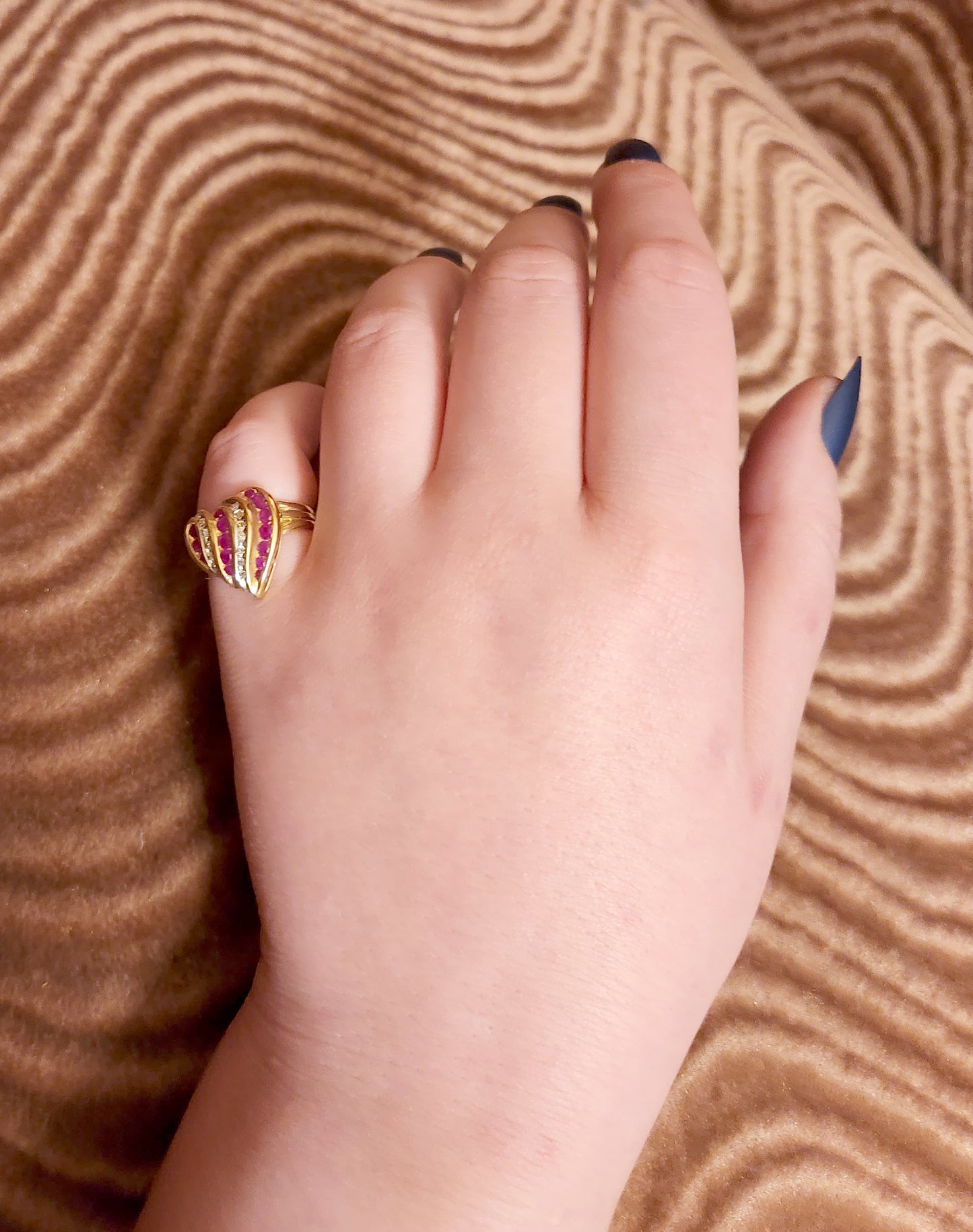 SOLD 14K, Diamond & Ruby Heart Conversion Ring