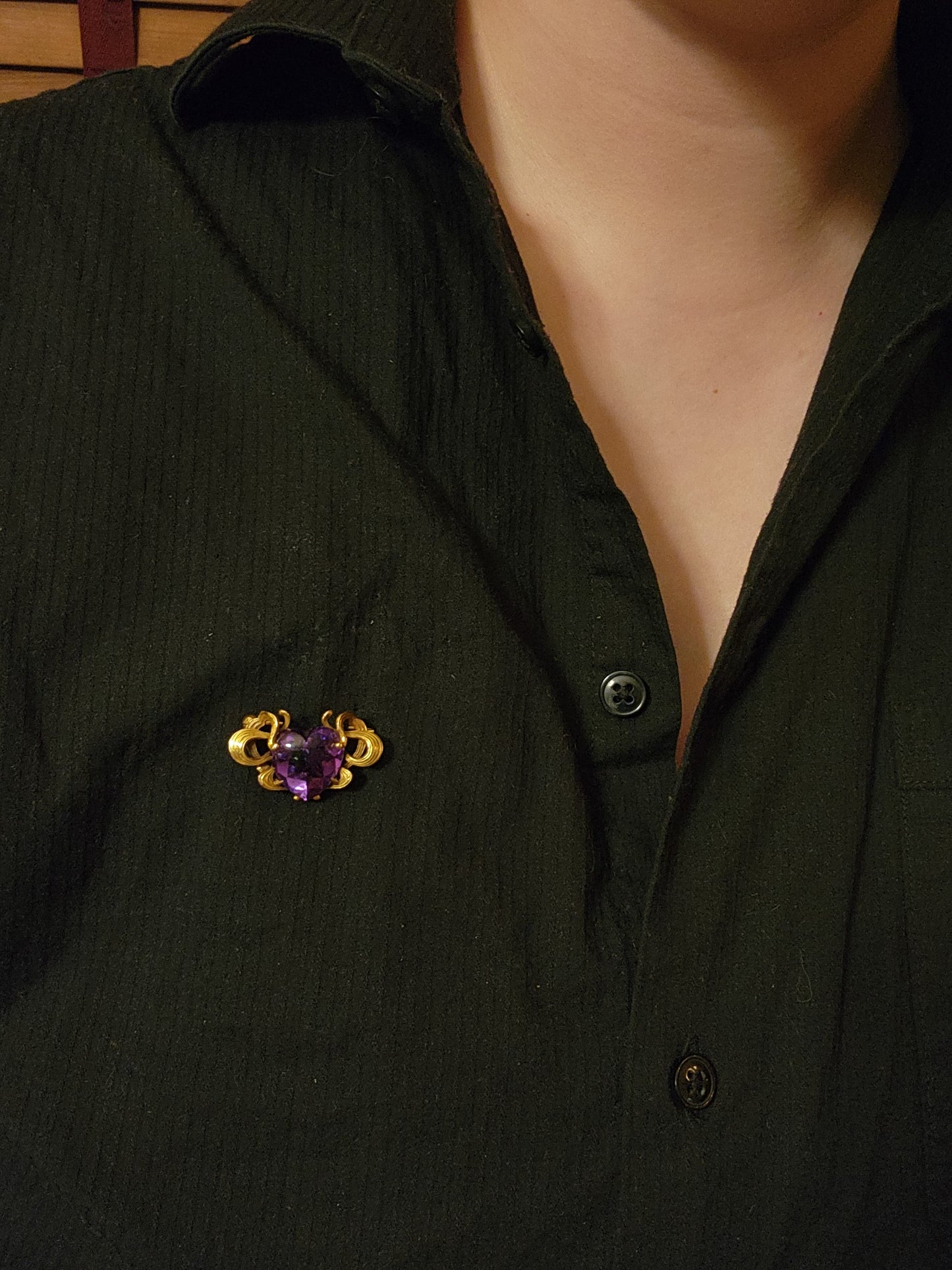 SOLD Antique Art Nouveau 14K & Amethyst Heart Brooch K
