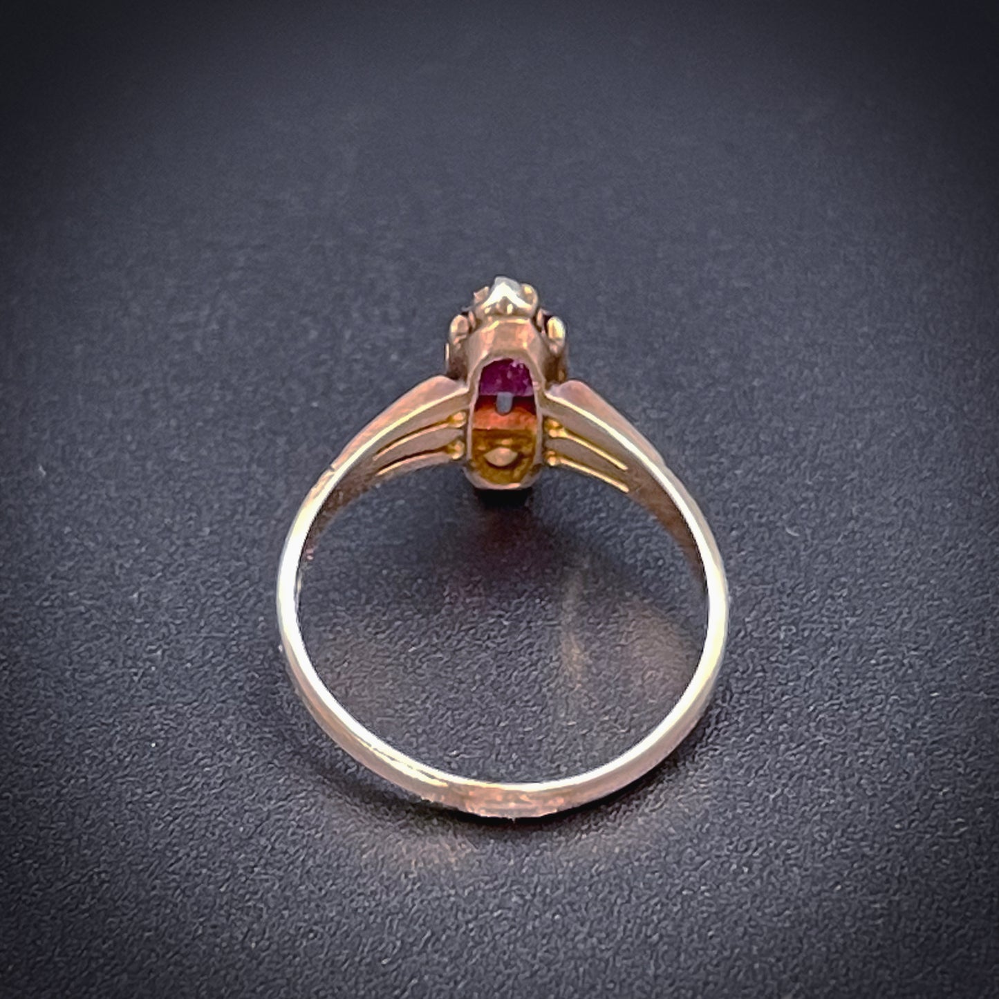 Antique Victorian 10K, Pink Tourmaline & Seed Pearl Ring