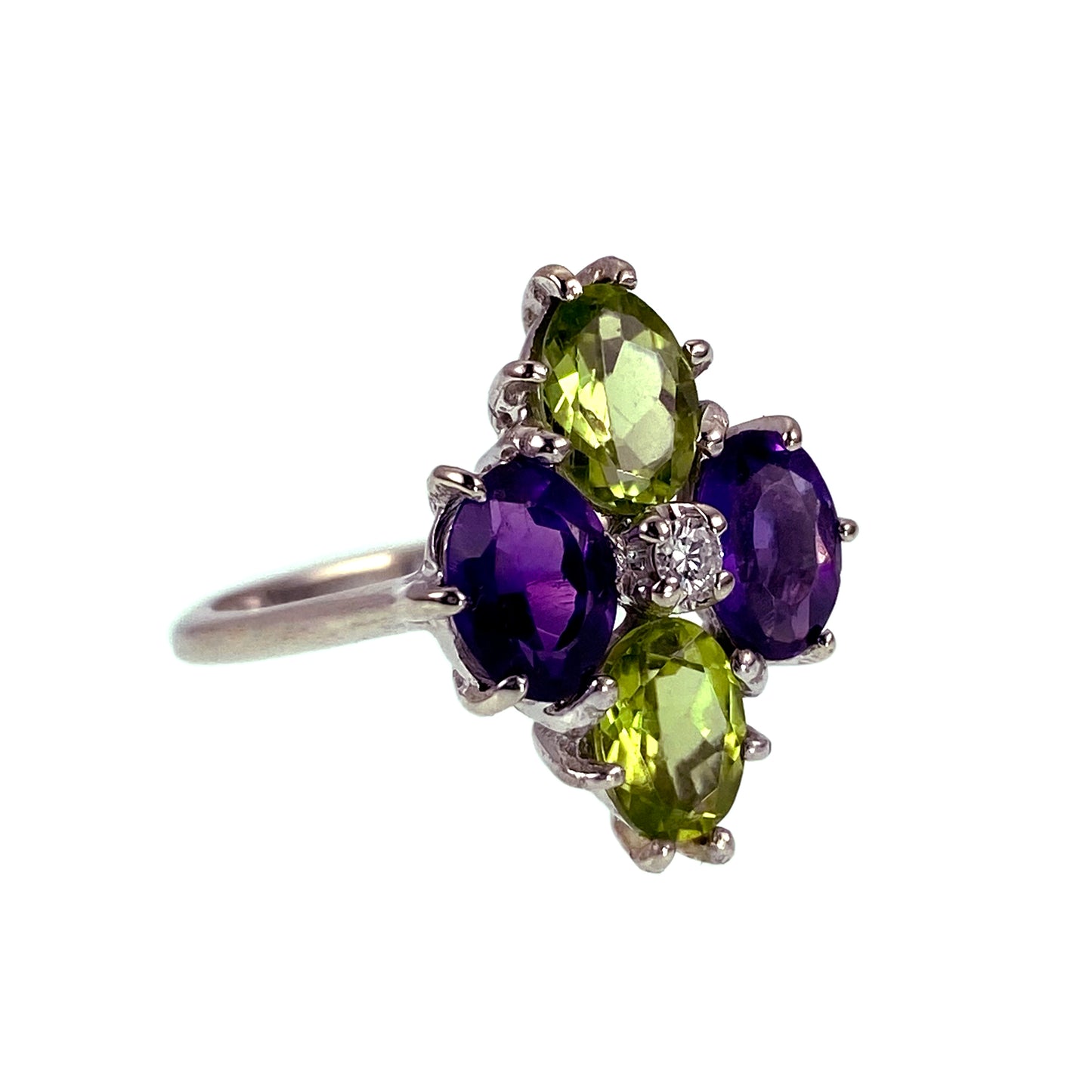 14K Diamond, Amethyst & Peridot (Modern Suffragette) Ring