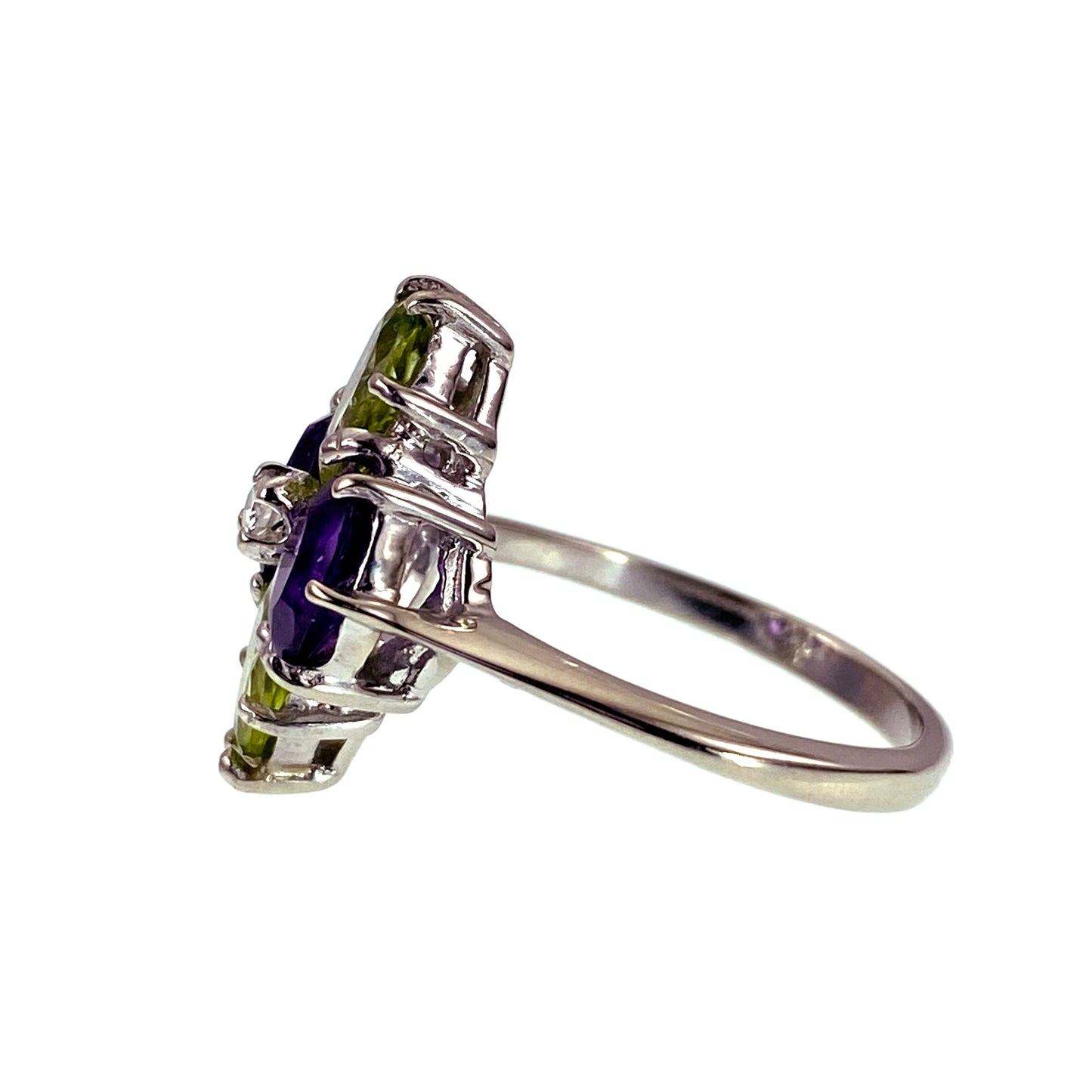 14K Diamond, Amethyst & Peridot (Modern Suffragette) Ring