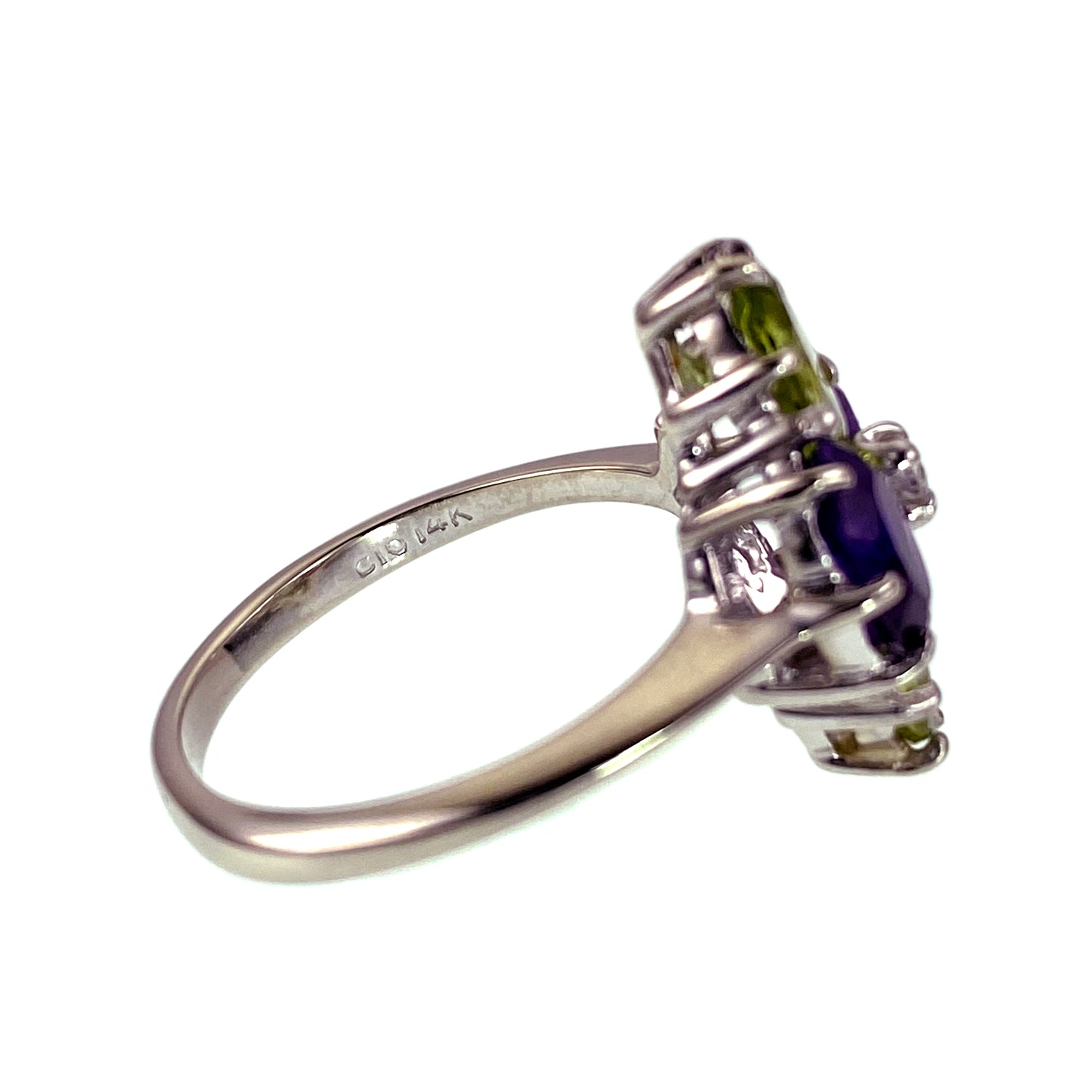 14K Diamond, Amethyst & Peridot (Modern Suffragette) Ring