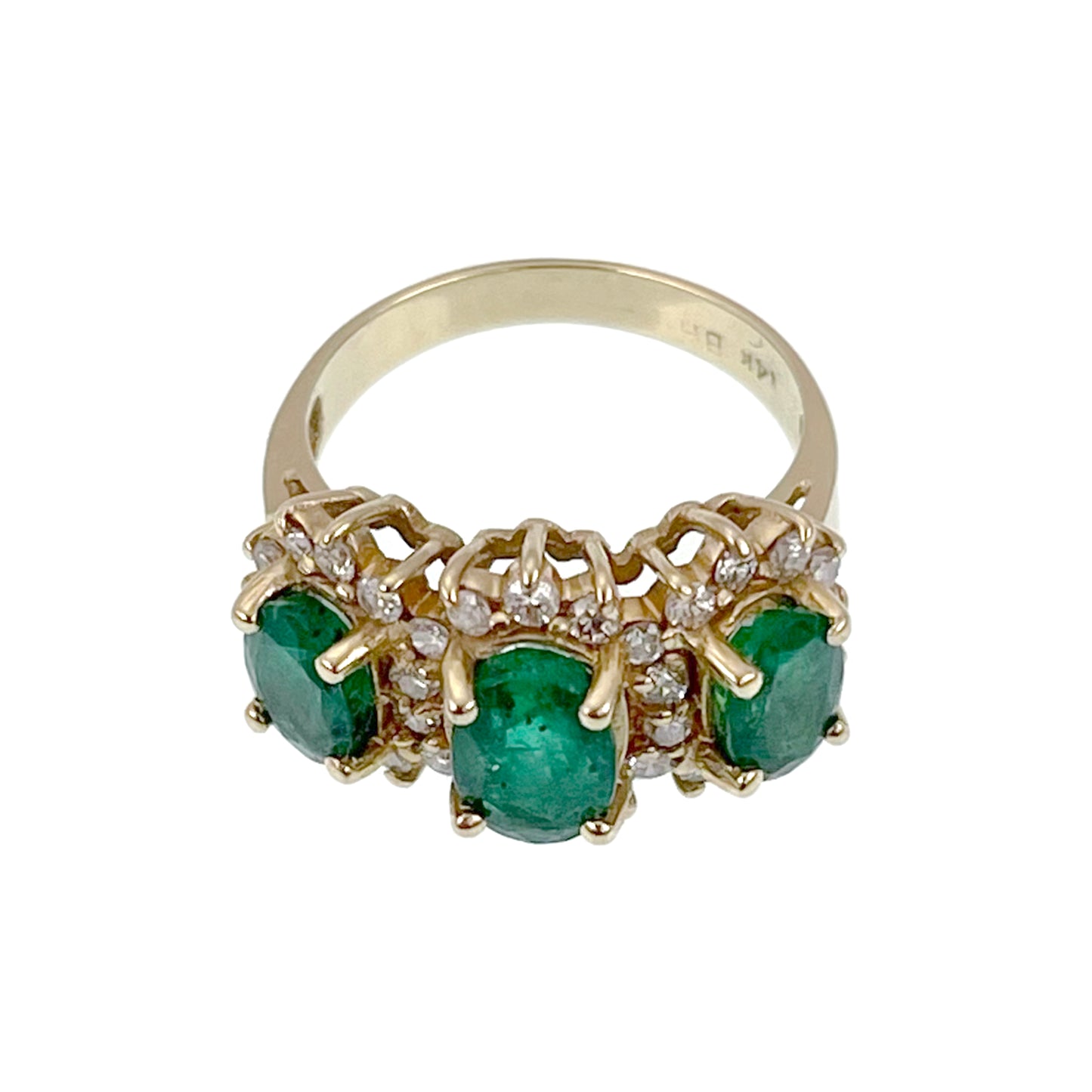 SOLD Estate 14K, Diamond & Emerald Ring