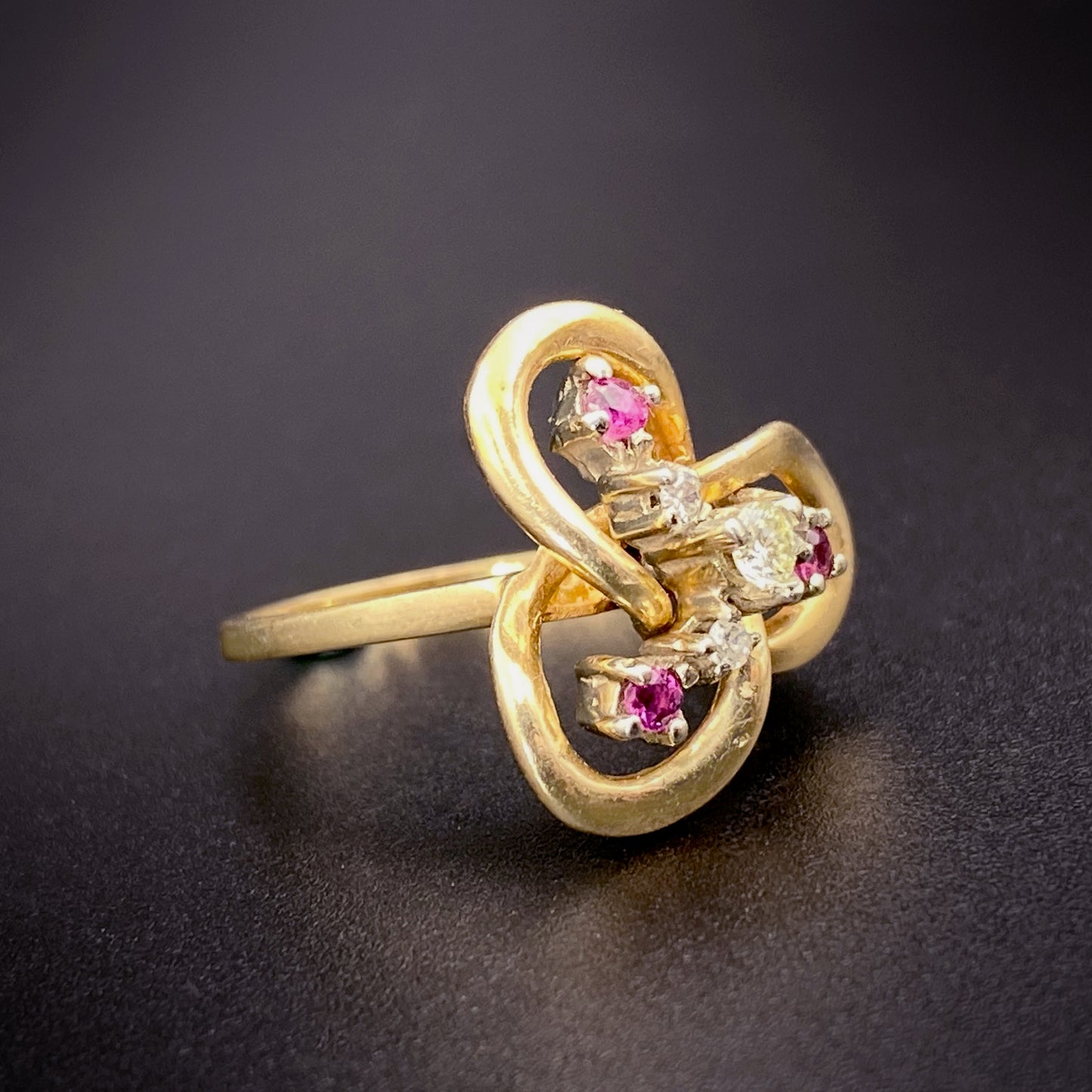 14K, Diamond & Ruby Love Knot Ring