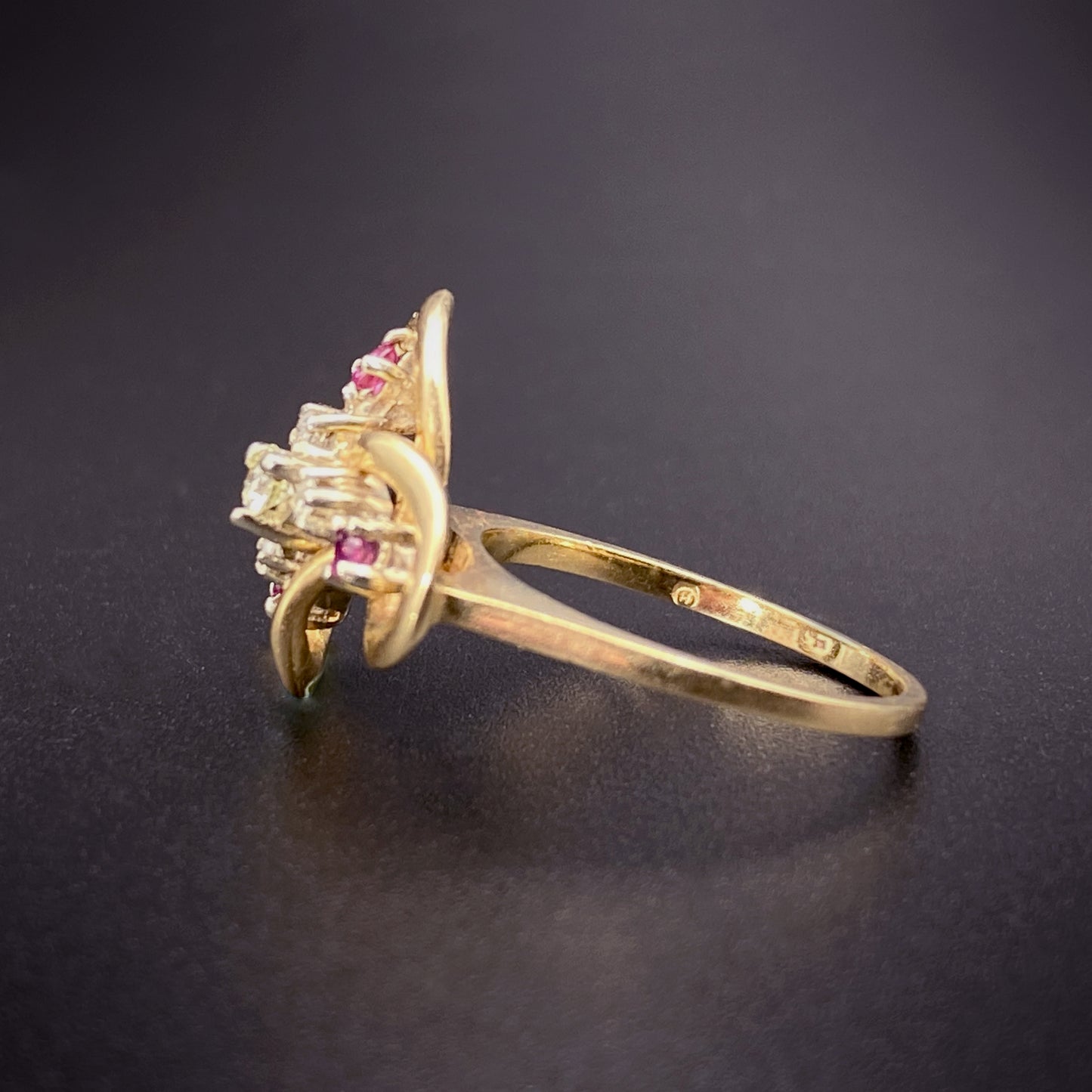 14K, Diamond & Ruby Love Knot Ring