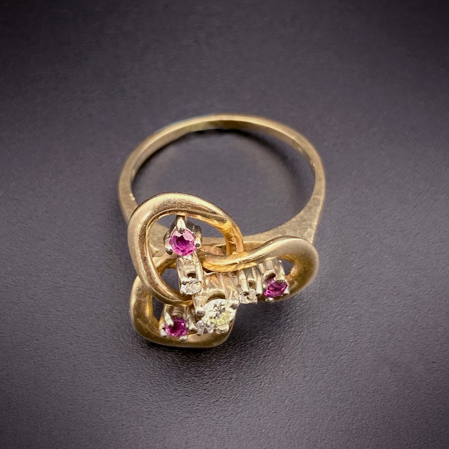 14K, Diamond & Ruby Love Knot Ring