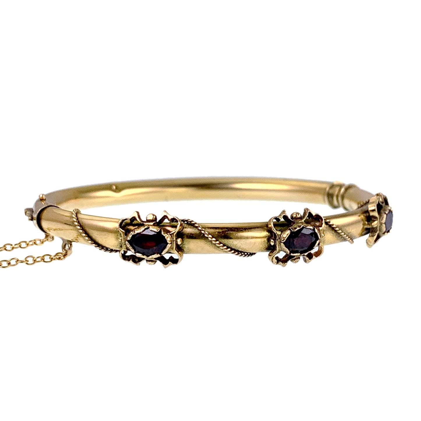 SOLD Antique 14K & Garnet Bangle Bracelet
