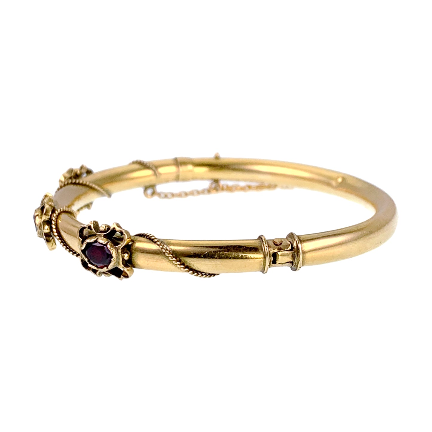 SOLD Antique 14K & Garnet Bangle Bracelet
