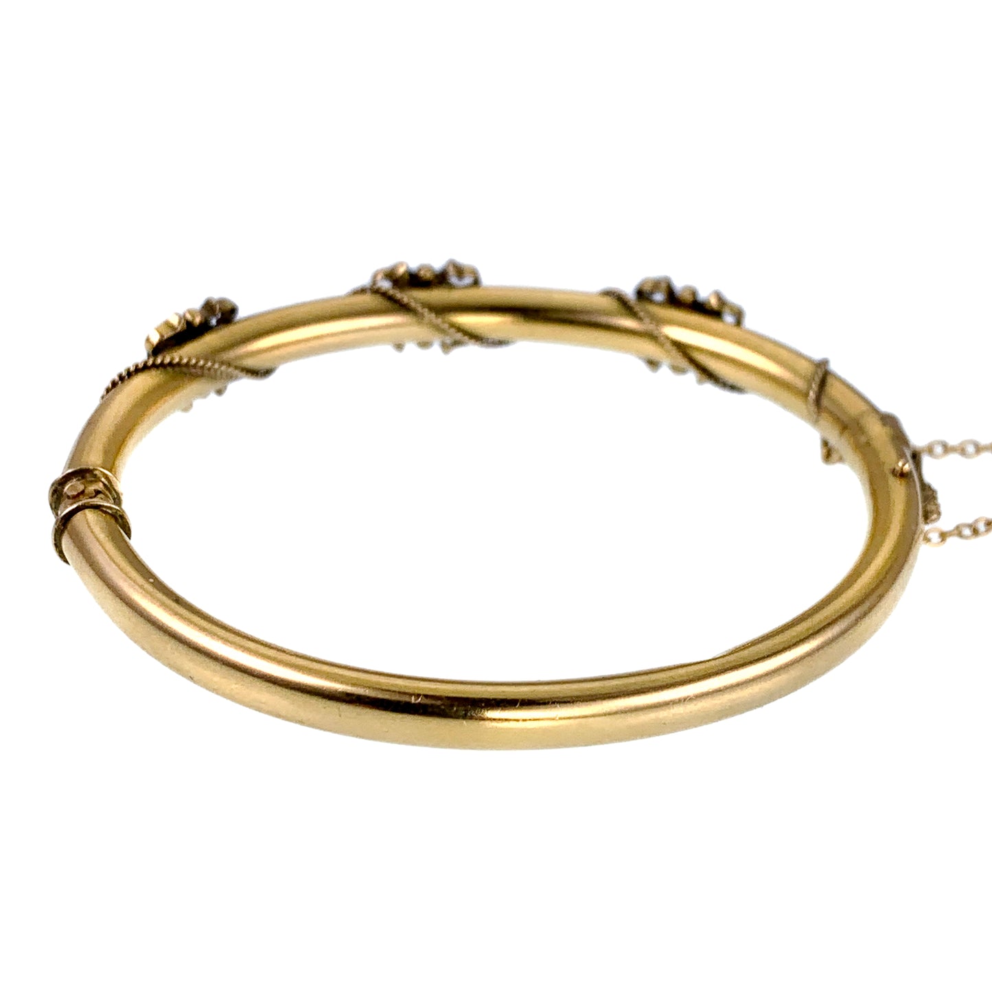 SOLD Antique 14K & Garnet Bangle Bracelet