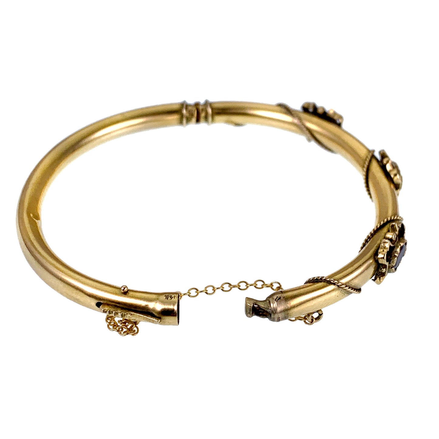 SOLD Antique 14K & Garnet Bangle Bracelet