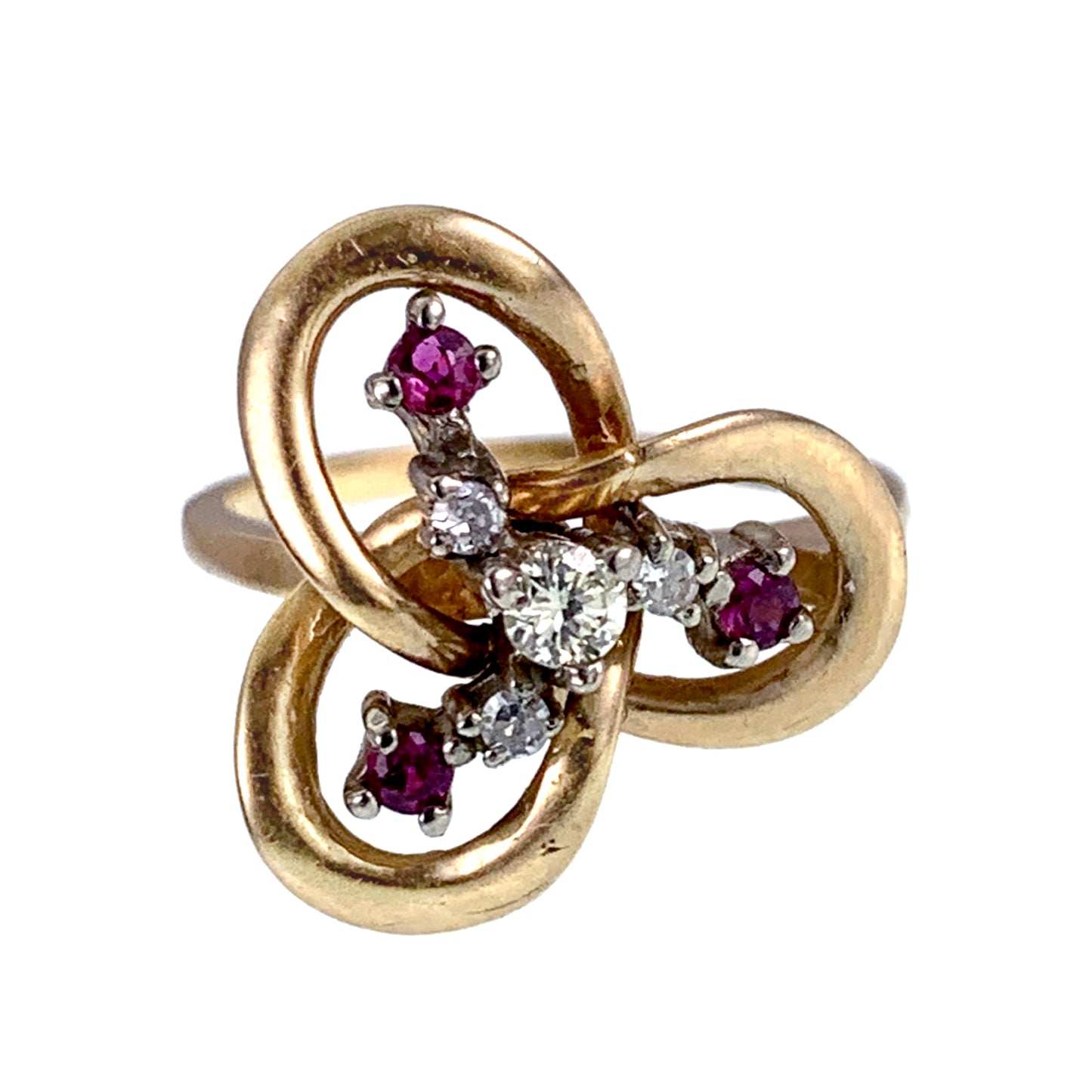 14K, Diamond & Ruby Love Knot Ring