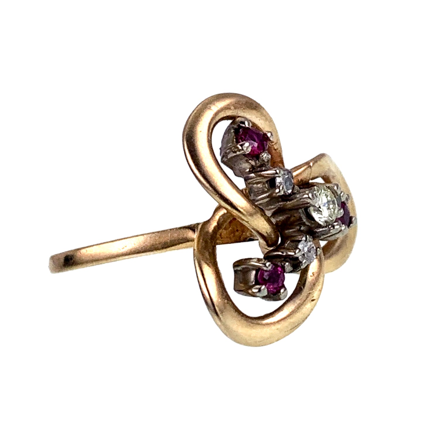 14K, Diamond & Ruby Love Knot Ring