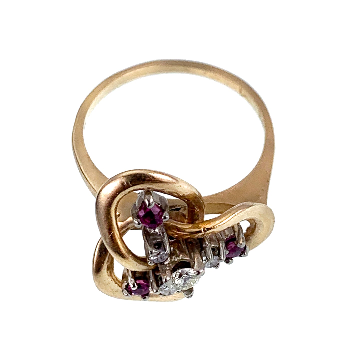 14K, Diamond & Ruby Love Knot Ring
