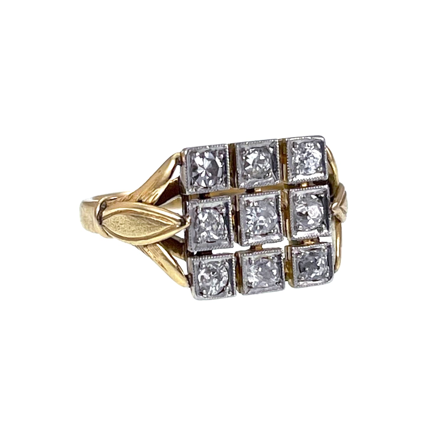 SOLD Antique Victorian 18K, Platinum & Diamond Plaque Ring