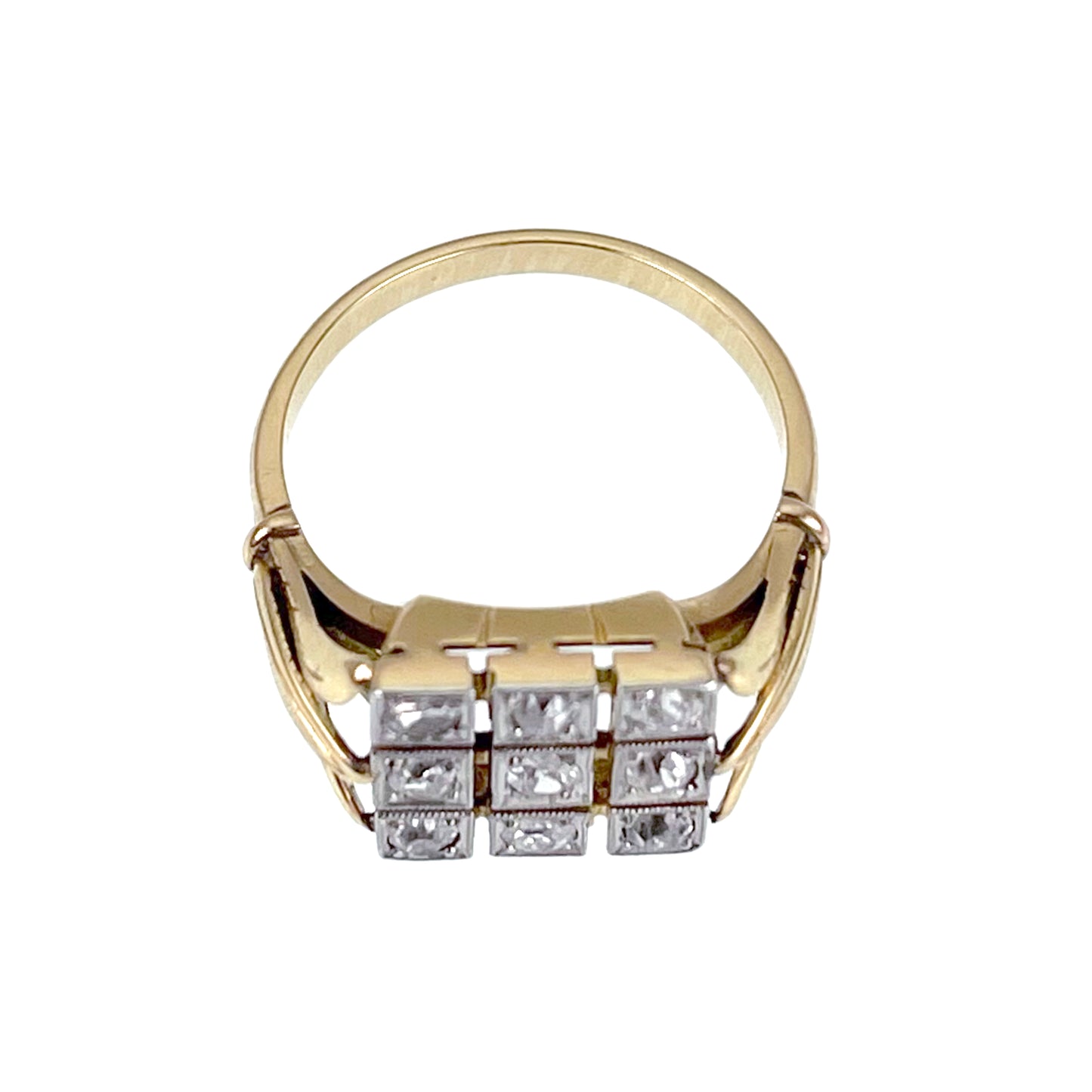 SOLD Antique Victorian 18K, Platinum & Diamond Plaque Ring