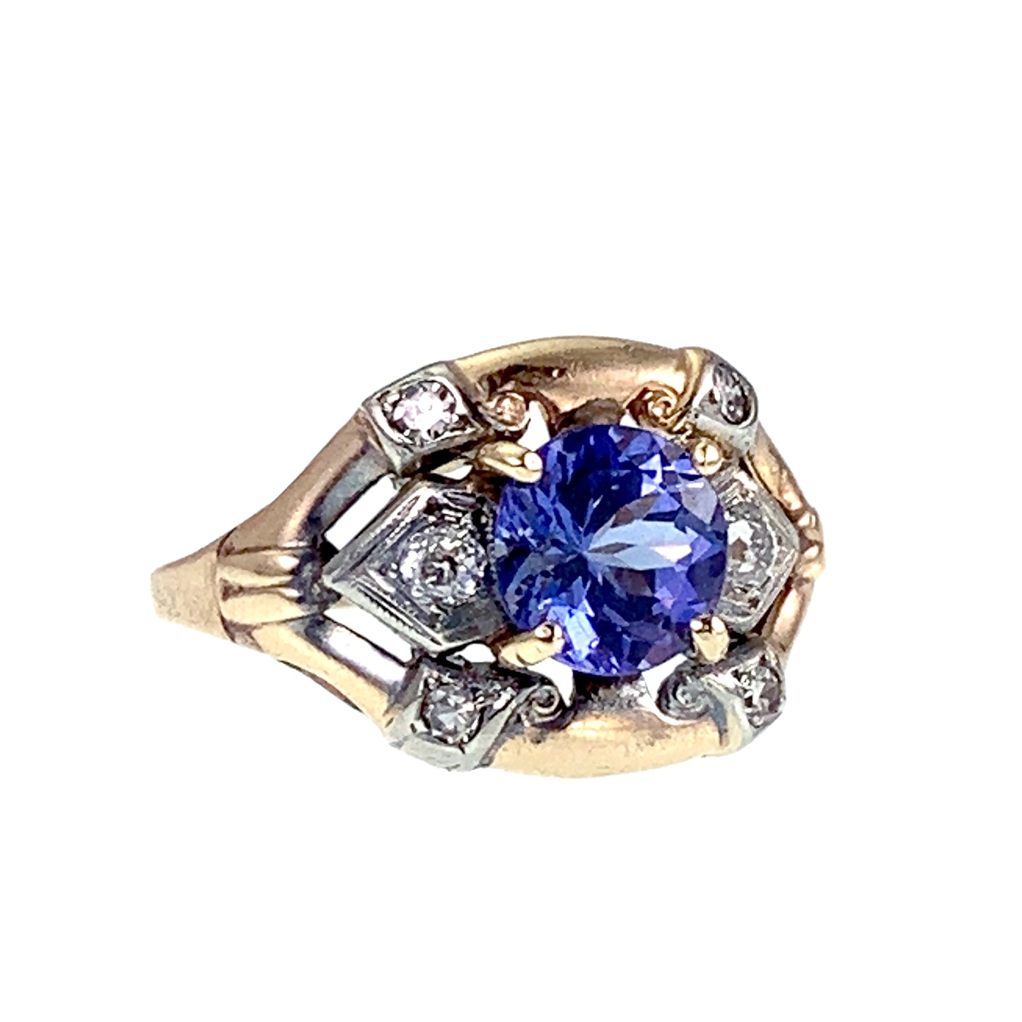 SOLD Vintage 14K, Diamond & Tanzanite Ring