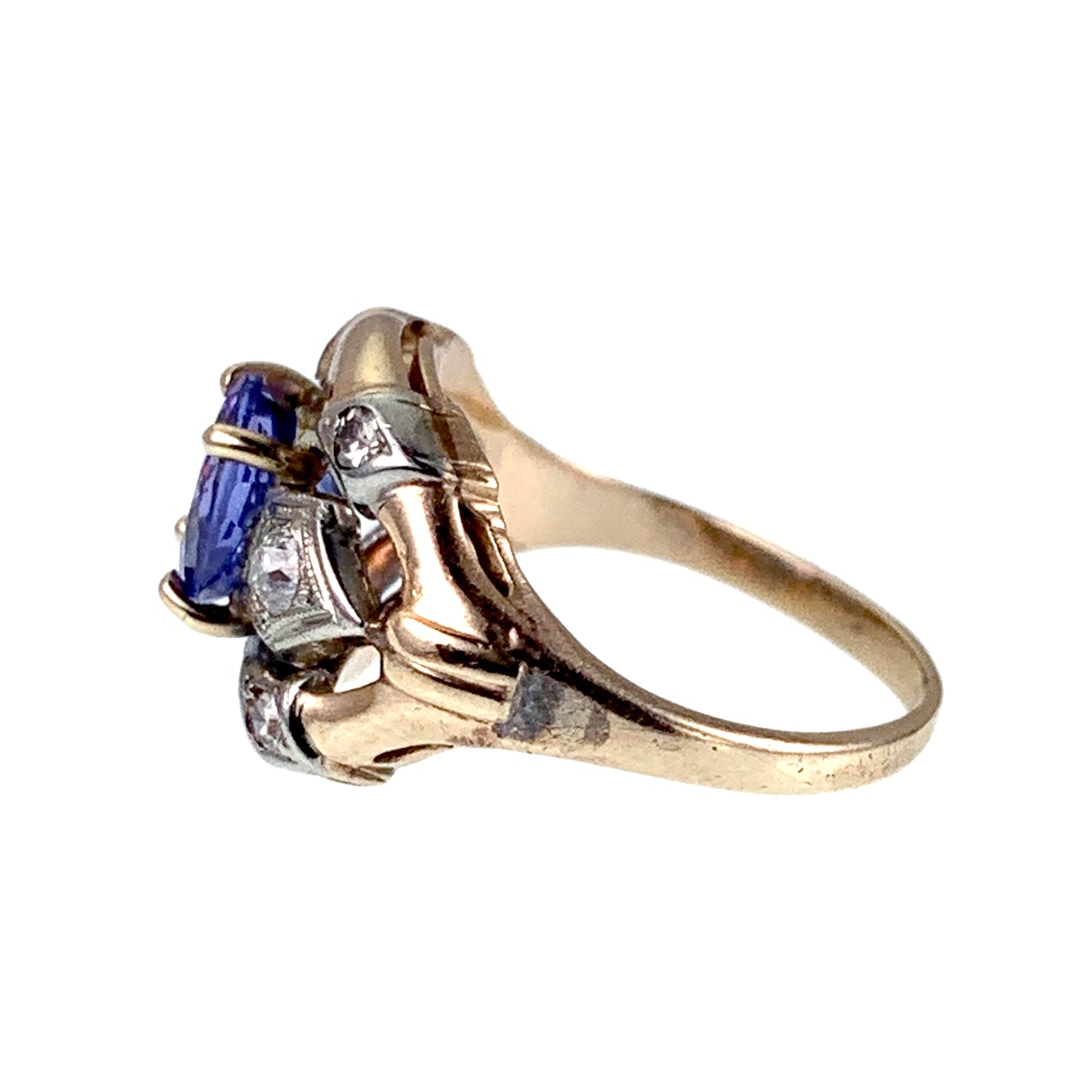 SOLD Vintage 14K, Diamond & Tanzanite Ring