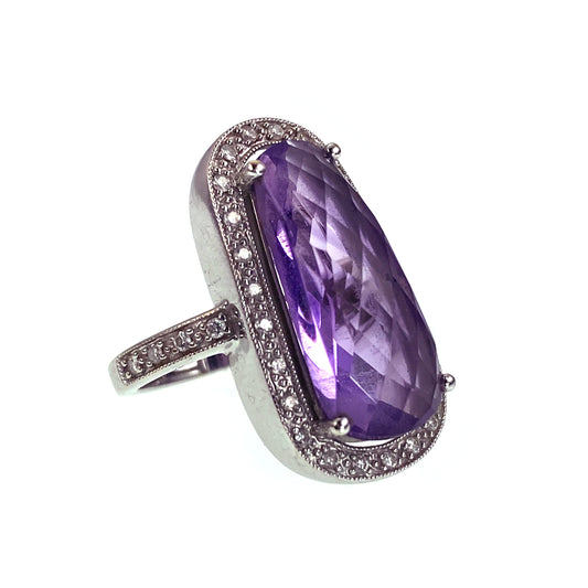 18K Amethyst & Diamond Ring