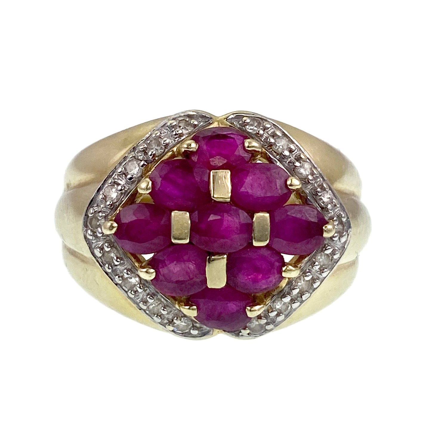 SOLD Vintage 14K, Ruby & Diamond Cocktail Ring