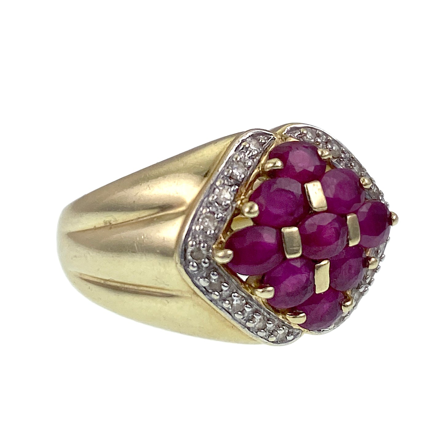 SOLD Vintage 14K, Ruby & Diamond Cocktail Ring