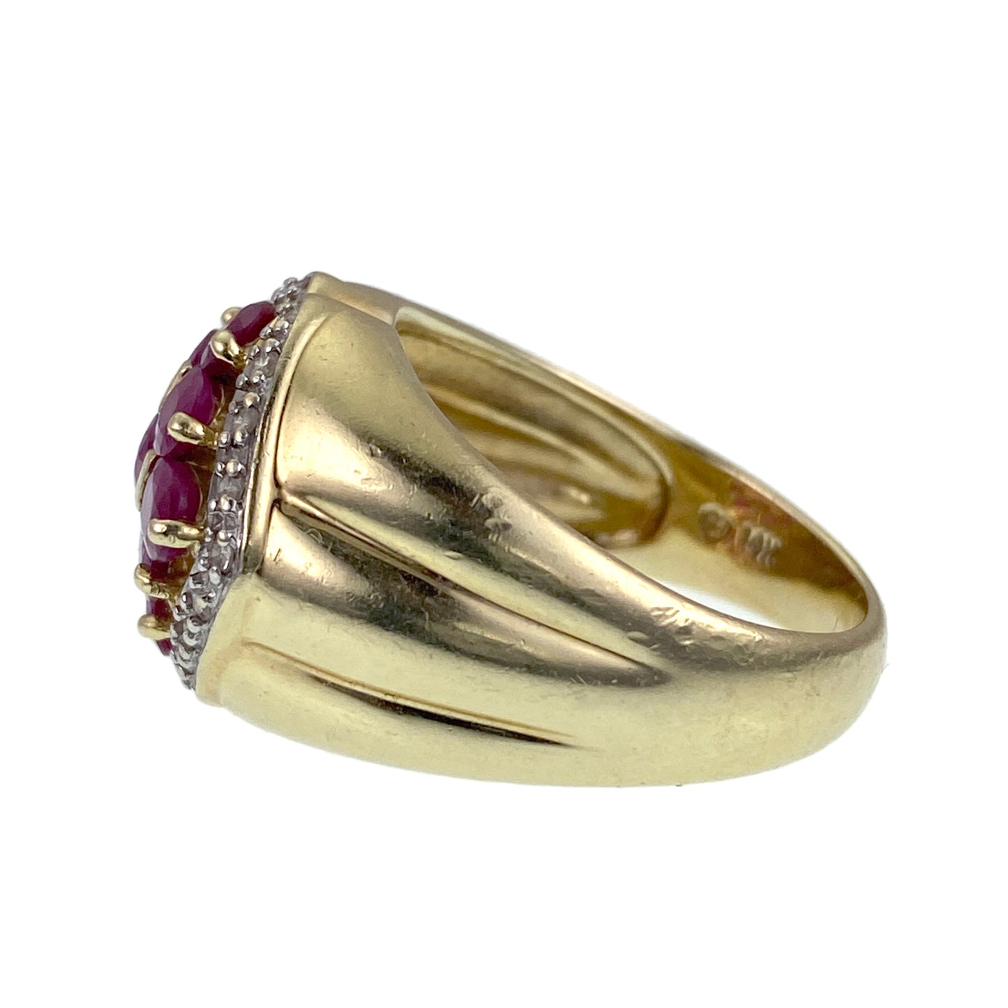 SOLD Vintage 14K, Ruby & Diamond Cocktail Ring